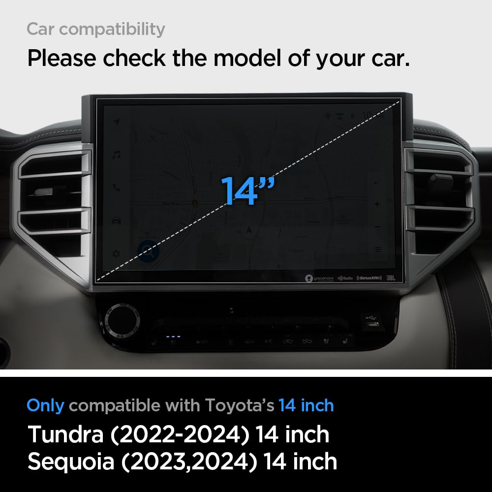 Spigen Tempered Glass Screen Protector [Glastr Slim] Designed For Toyota Tundra(2025 2022), Sequoia(2025 2023), Tacoma(2024/2025), 4Runner(2025) 14 Inch Dashboard Touchscreen   Matte/Anti Finger Print