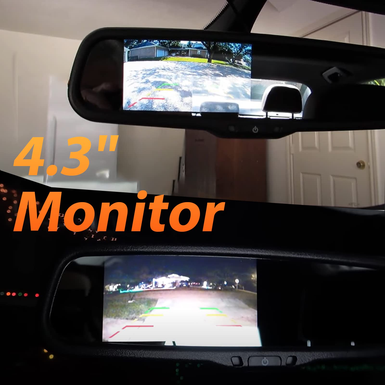EWAY 4.3" LCD Rearview Mirror Monitor OEM Look for Backup Camera Blue Tint 10.5"