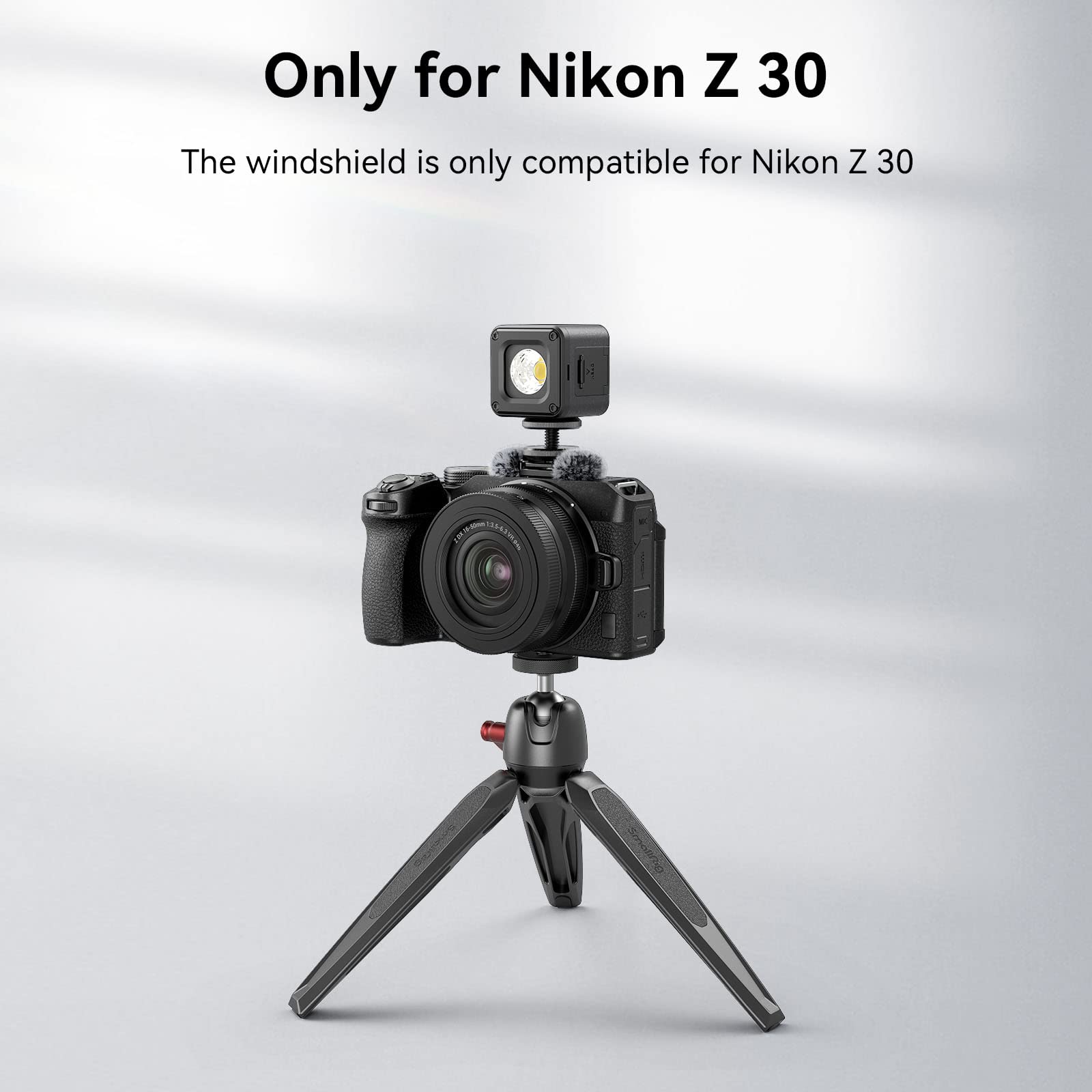 Smallrig Noise-Reduction Windsheild Made Of Nylon And Fiber, With Cold Shoe Adapter And Rubber Cushions For Nikon Z 30-3859