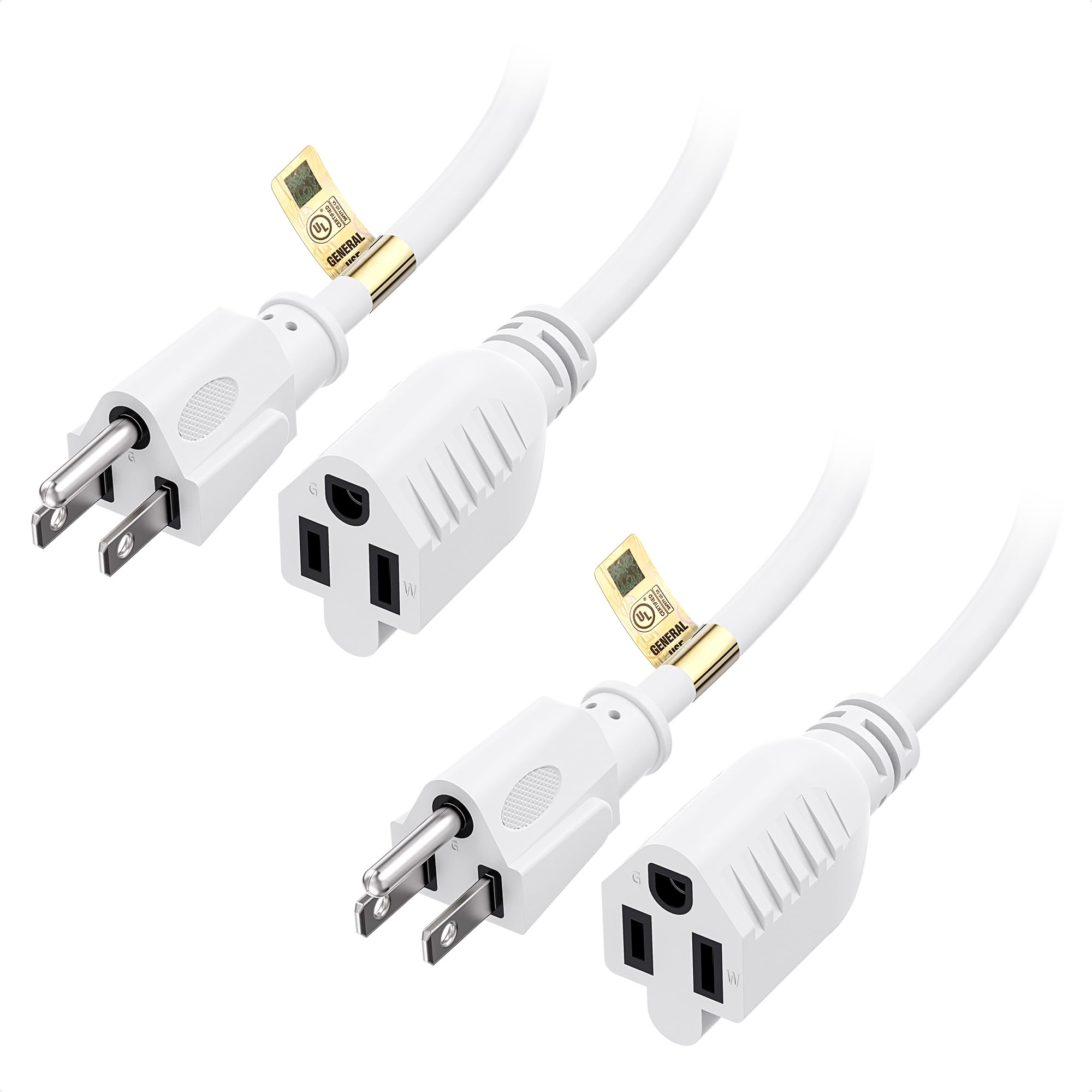 Cable Matters [Ul Listed] 2 Pack 16 Awg Heavy Duty 13A Power Extension Cord   6Ft, 3 Prong Power Cord Extension, Nema 5 15P To N