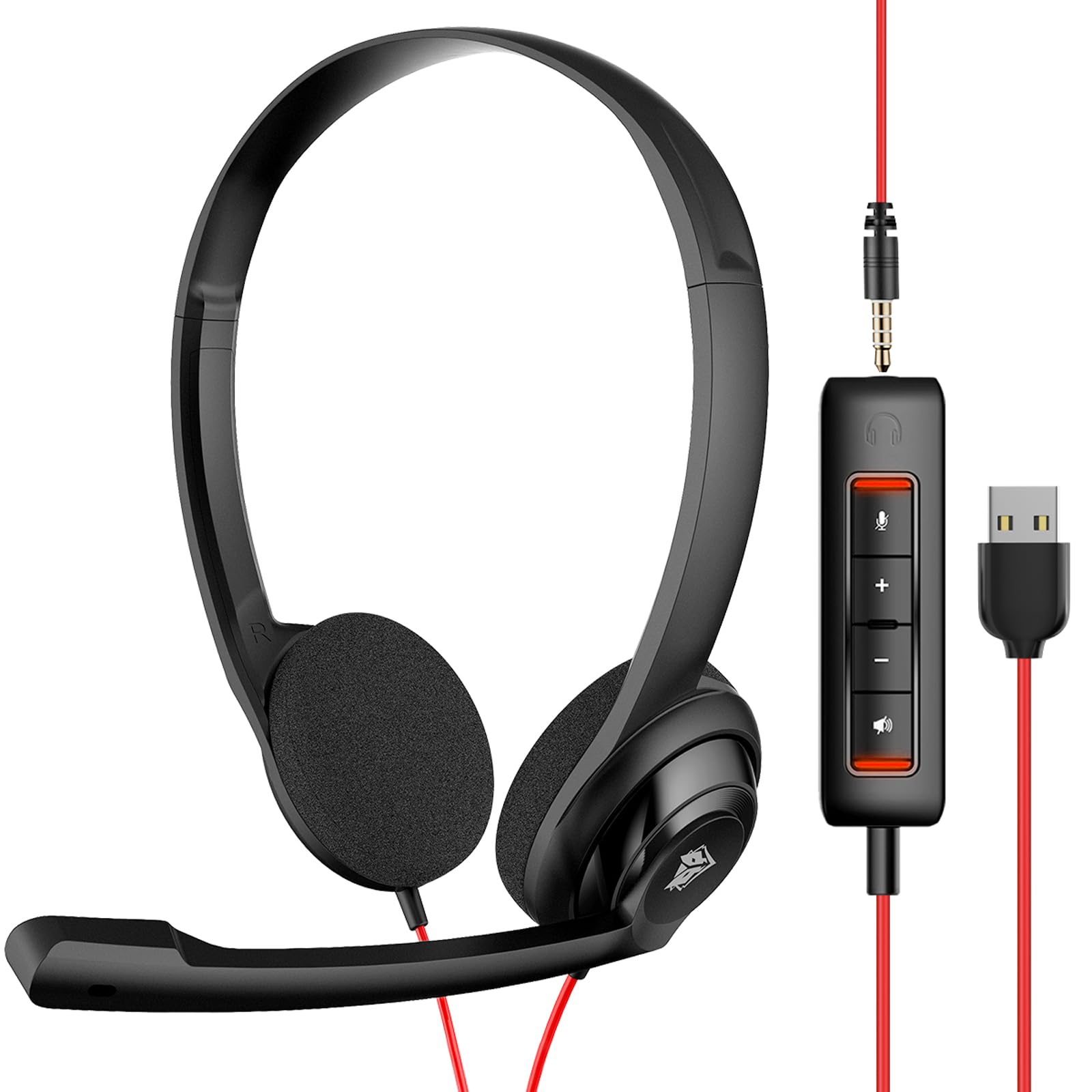 Nubwo Hw02 Usb Computer Headset With Clear Chat Microphone, Lightweight On Ear Wired Headset For Ms Teams, Skype, Webinars, Call