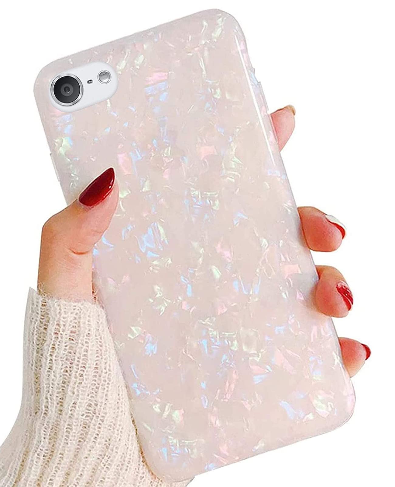 J.west iPod Touch 7th Generation Case, iPod Touch 6th 5th Case, Cute Glitter Pretty Pearly-Lustre Slim Soft Bumper TPU Silicone 