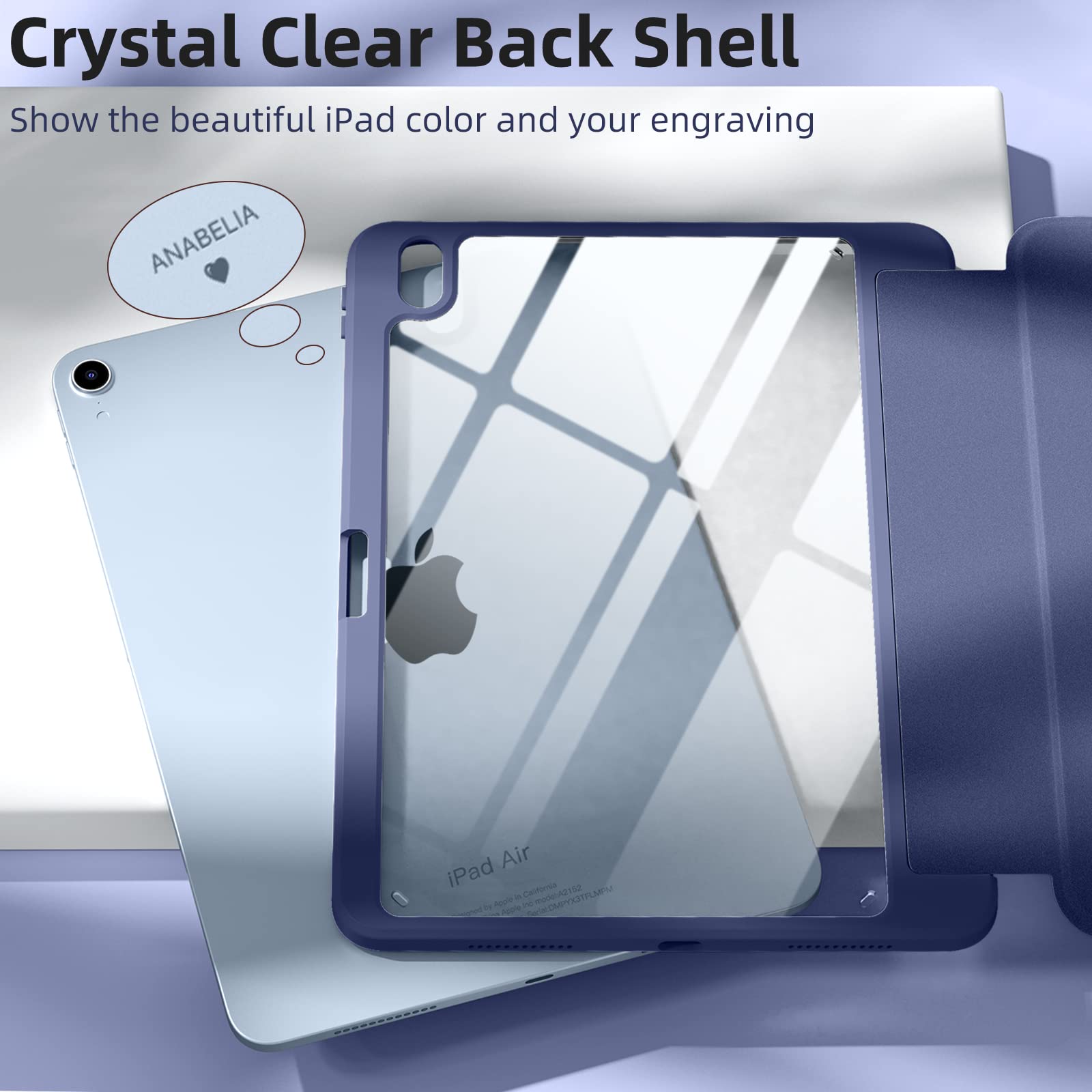 Wenlaty Compatible With Ipad Air 11 Inch Case (M2) 2024 Release, For Ipad Air 6Th/5Th/4Th Generation Case 11/10.9 Inch With Penc