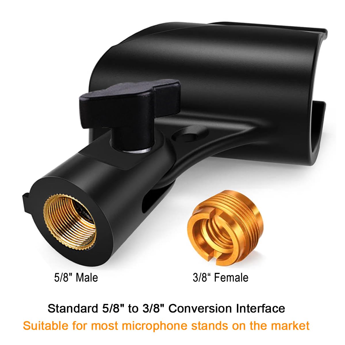 2 Pcs Universal Microphone Clip, Adjustable Mic Clip Holder For Mic Stand, Come With 5/8'' Male To 3/8'' Female Screw Adapter