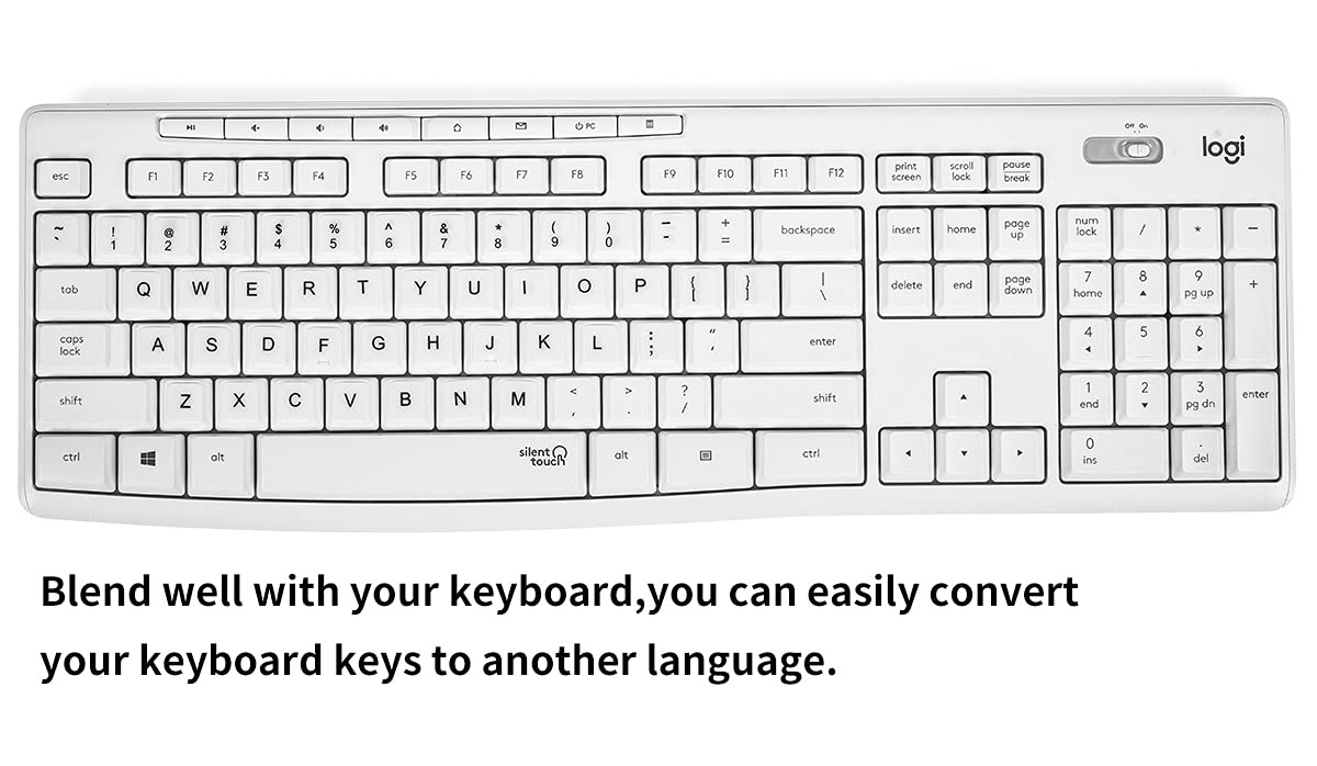 (2Pcs Pack) English Keyboard Stickers, Universal Keyboard Replacement Letters English White Background With Black Lettering For