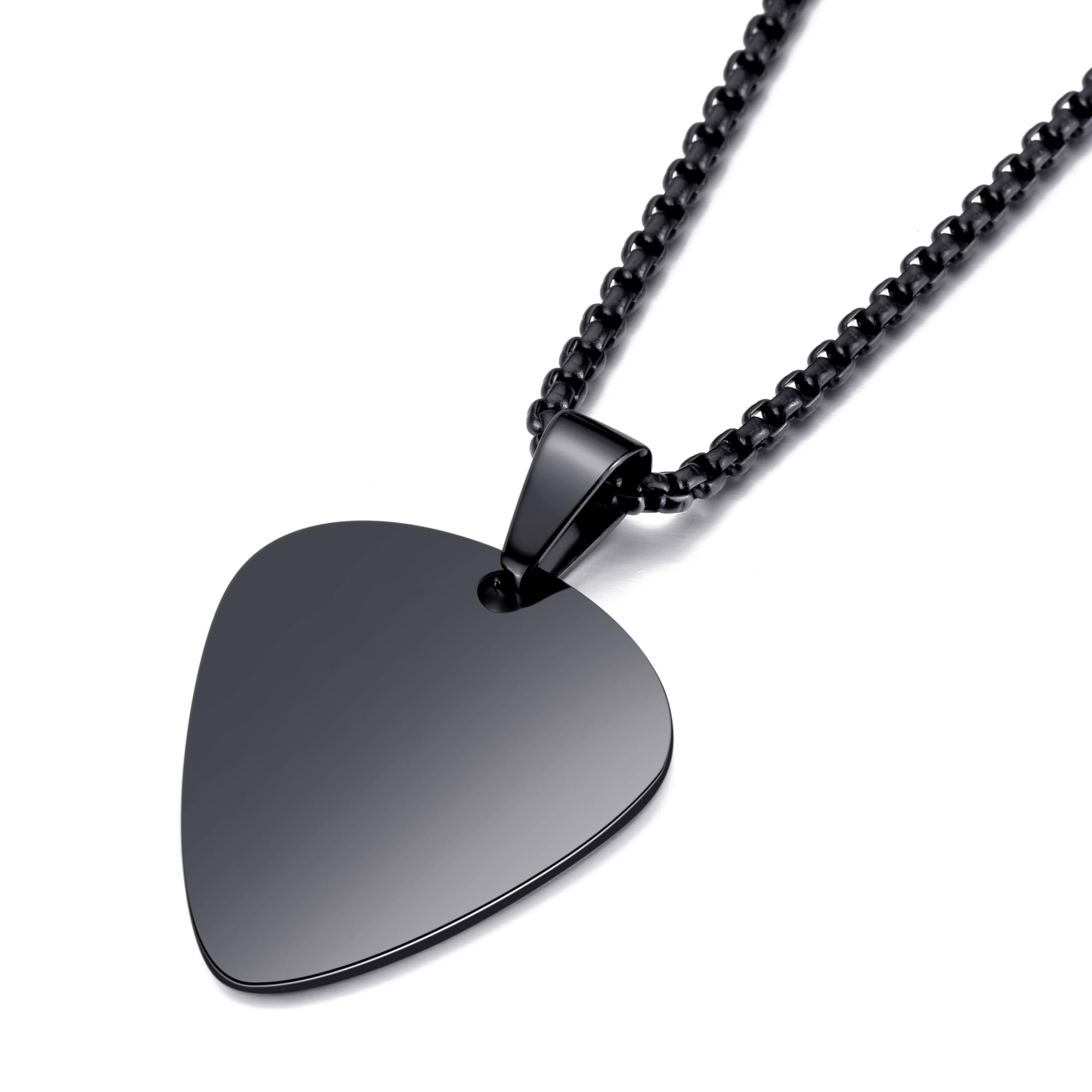 Vicima Guitar Pick Necklace For Men Women Guitar Pendant 24 Inches Stainless Steel Chain, Black