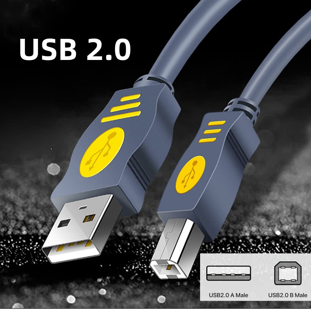 Qjin Usb 2.0 Printer Cable For Canon Pixma Mg3620, Epson Ecotank Et 2800 Et 2850 Et 4800, Hp Deskjet 2723E, Brother, 10 Feet