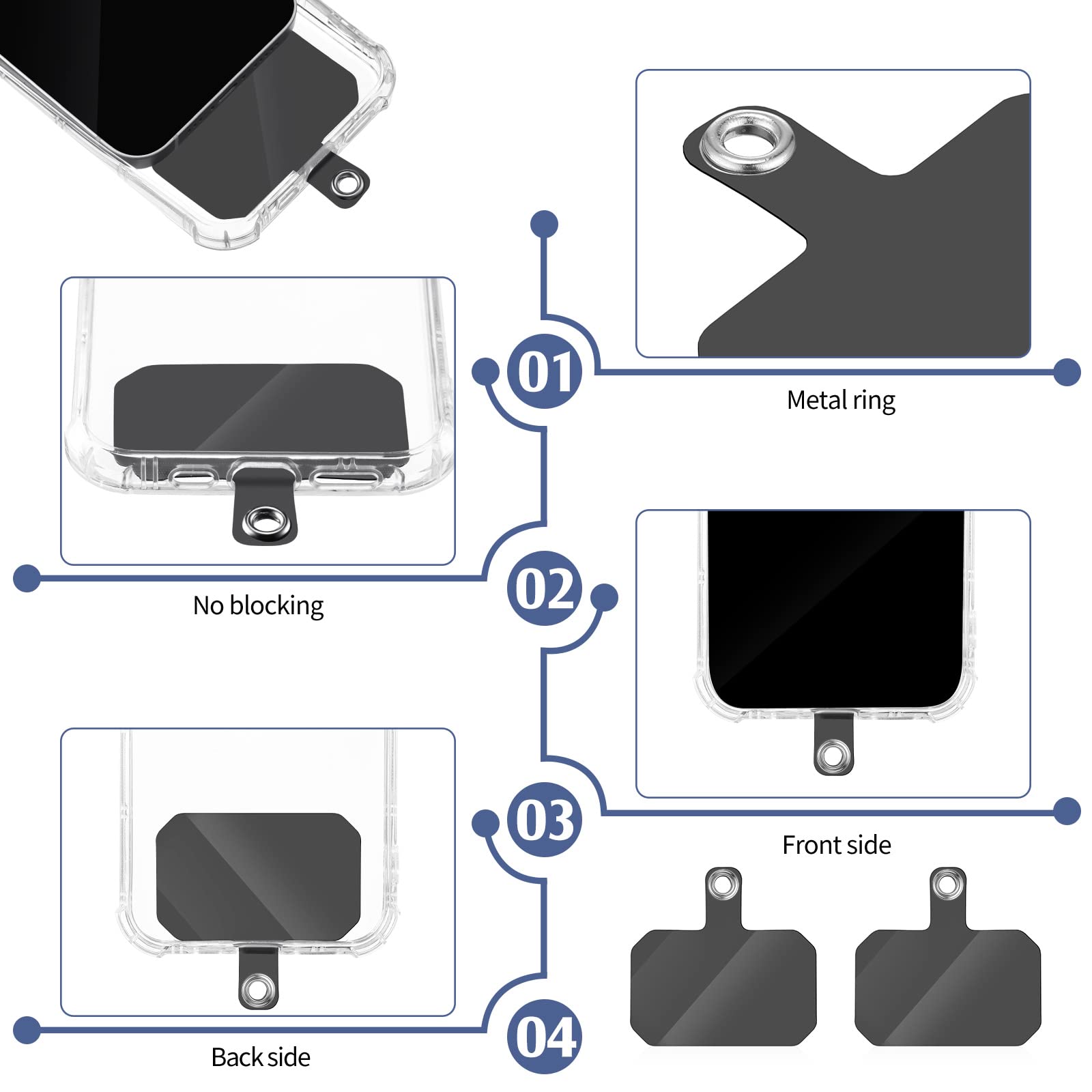 24 Pcs Phone Lanyard Tab Universal Phone Tether Patches Tpu Replacement Patches Compatible Phone Case Lanyard Cell Phones Case S
