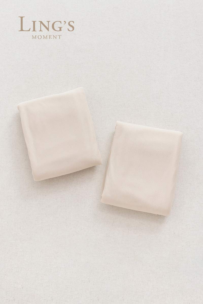 Ling'S Moment 32Ft X 30'' Extra Long Wrinkle Free Wedding Arch Chiffon Draping Fabric Sheer Hanging Drapes, Beige Curtain Weddin