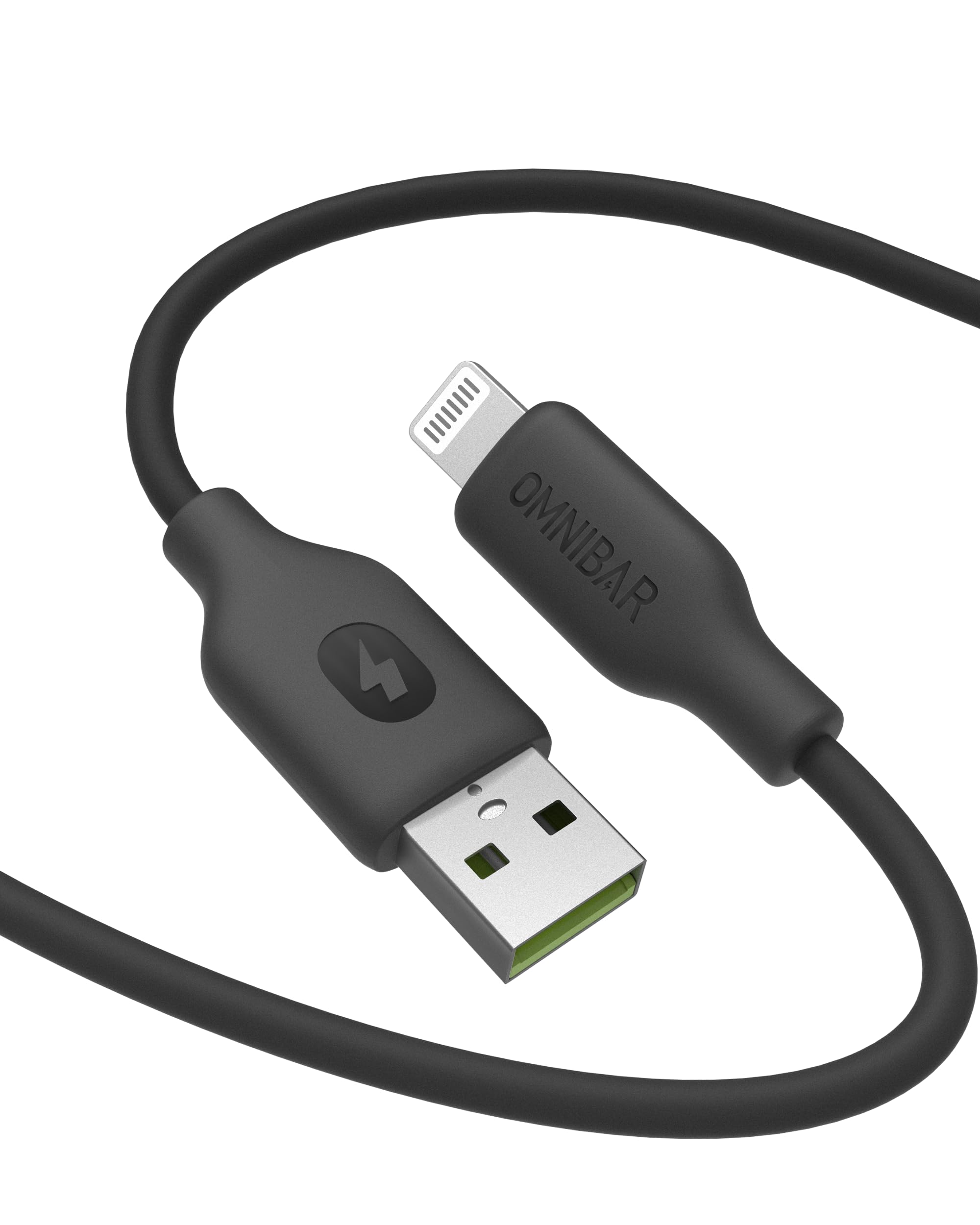 Omnibar Silicone USB A to Lightning Cable 6FT, MFi Certified iPhone Cord