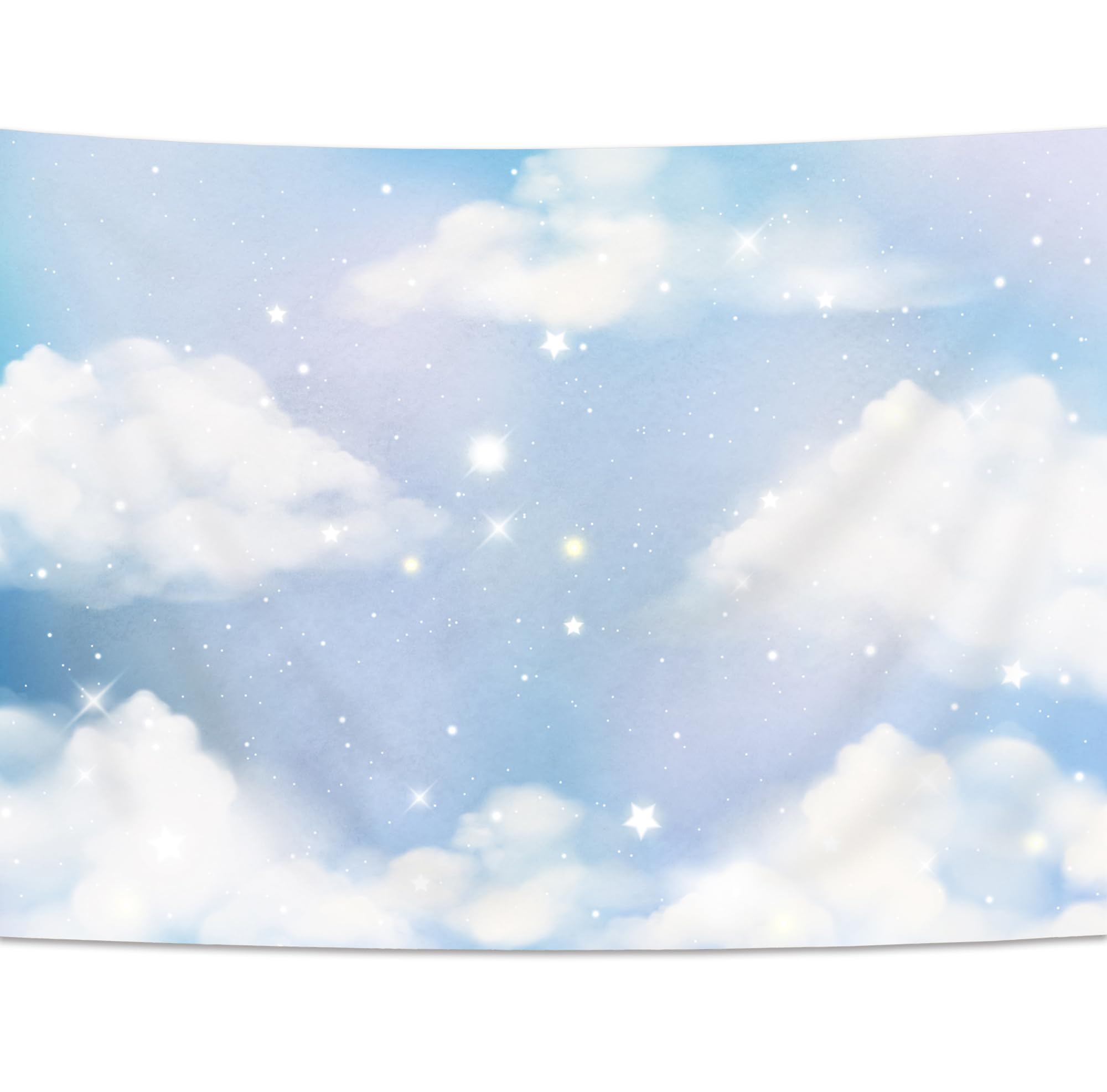 Svbright Blue Sky Backdrop 7Wx5H White Cloud Banner Cartoon Pastel Birthday Twinkle Twinkle Little Star Shining Boys Kids Baby S