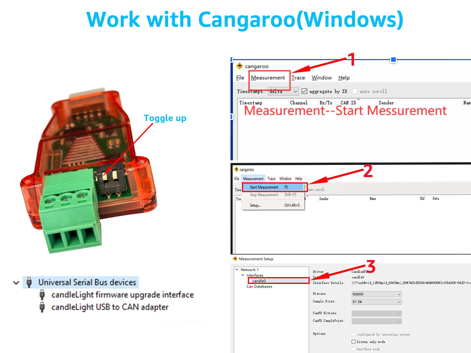 Dsd Tech Sh C30A Usb To Can Bus Adapter Base On Canable Support Socketcan Cangaroo