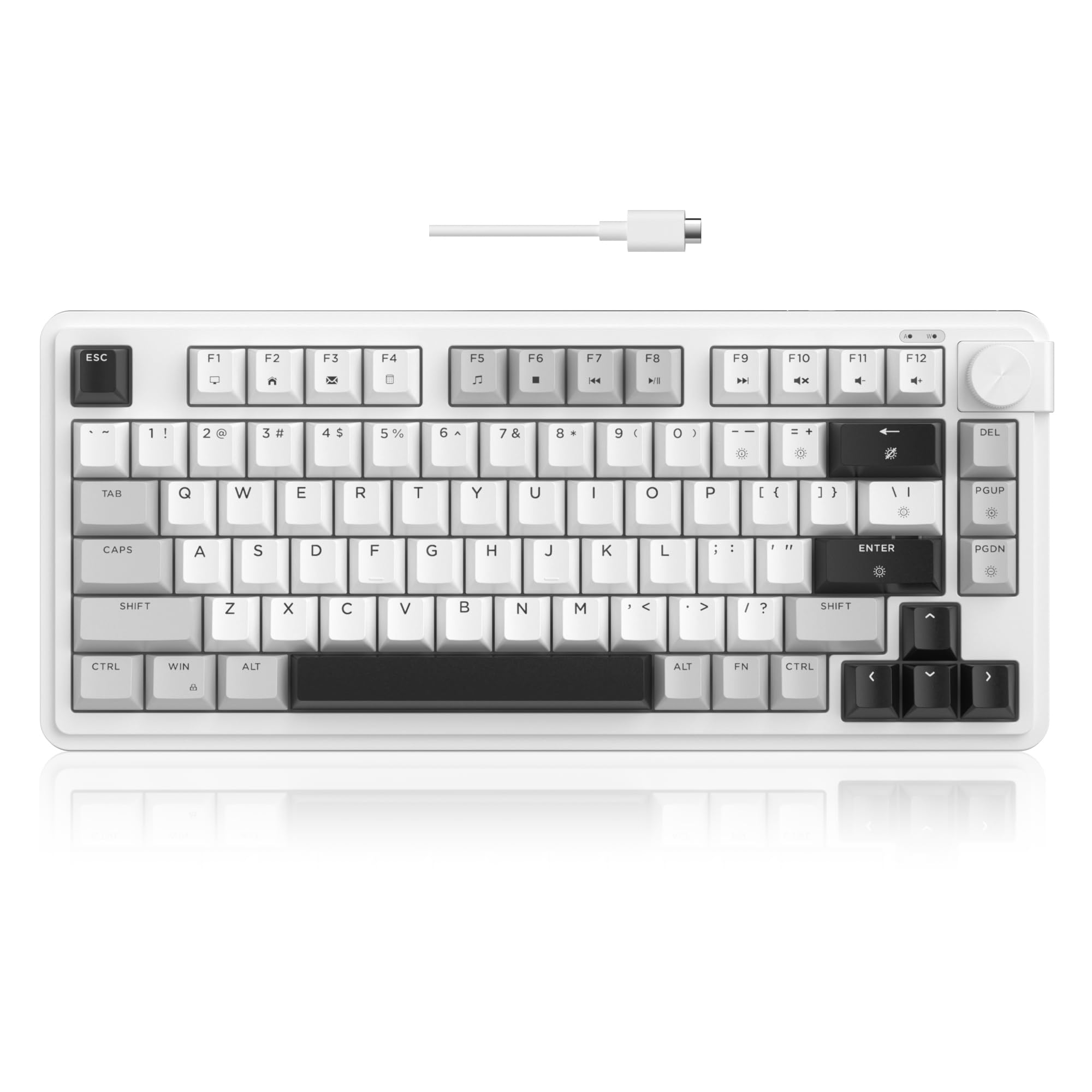 MageGee 80% Gaming Keyboard, RGB Backlit Wired Mechanical Feel Keyboard with Volume Knob, 80 Keys Compact USB Keyboard, 19Key R