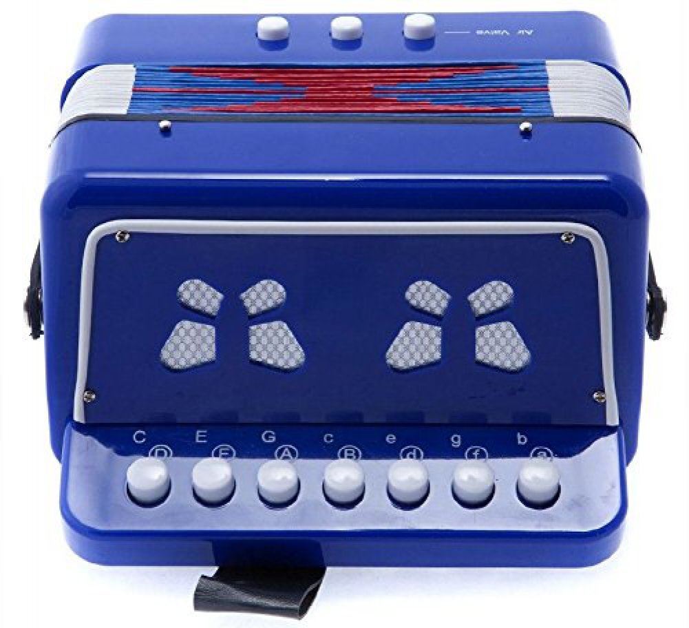 Sky Accordion Blue Color 7 Button 2 Bass Kid Music Instrument Easy To Play