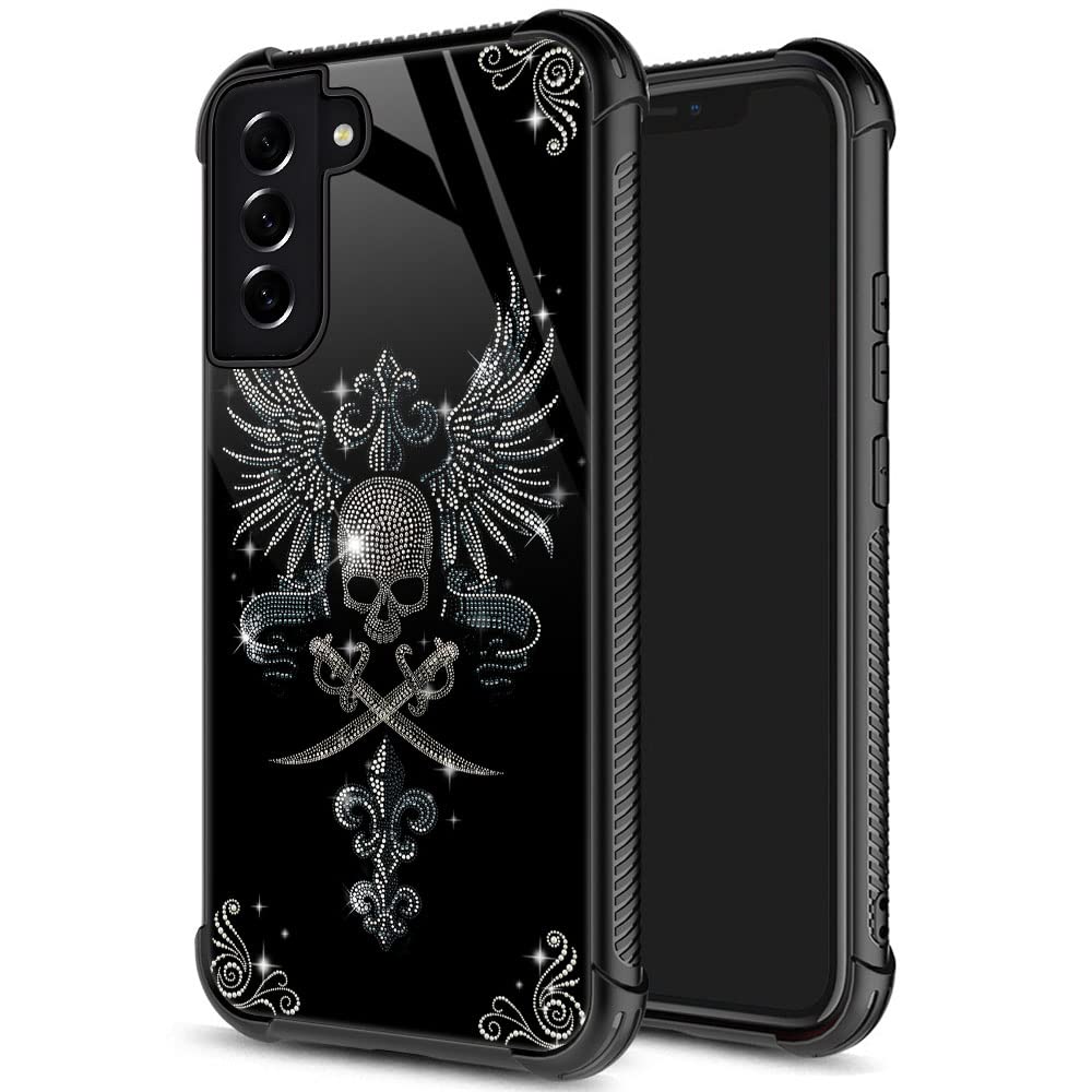 Samsung Galaxy S21 Plus Case,Diamond Skull Galaxy S21 Plus 5G Cases For Girls Womens,Pattern Design Shockproof Anti Scratch Orga