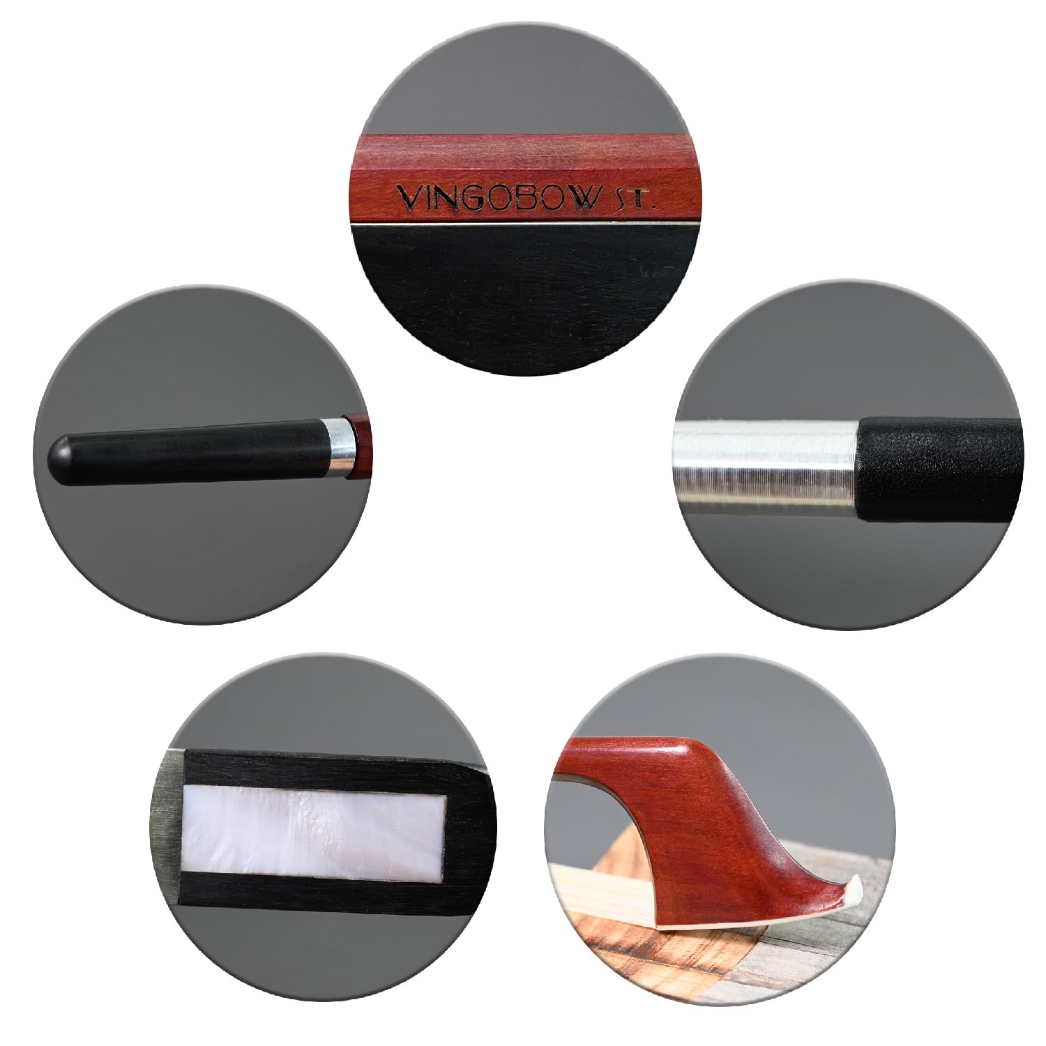 Upright Double Bass Bow 3/4 Size German Model Natural Horsehair Vingobow 300Bg 74 Cm Brazilwood Stick Ebony Frog Warm Tone Natur