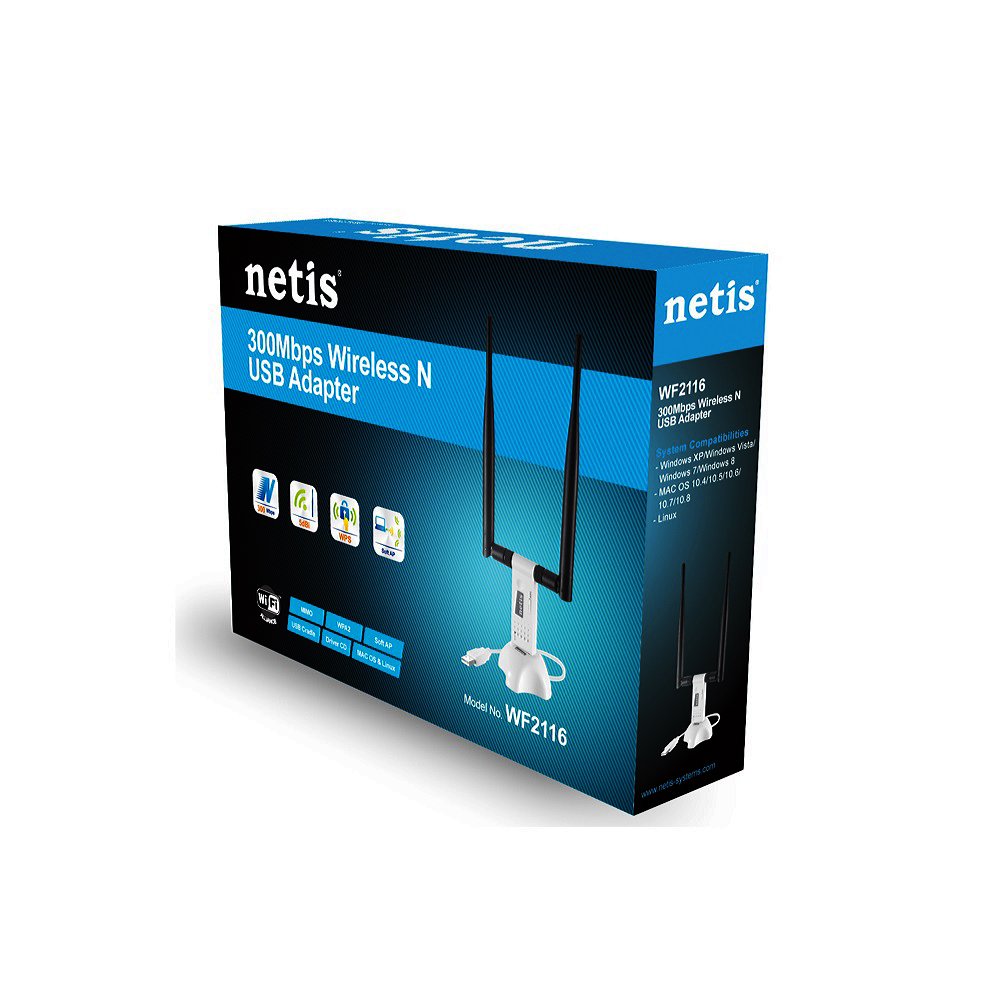 Netis Usb Netis Wireless N 300Mbps Long-Range USB Adapter with Two 5dBi Antennas ...