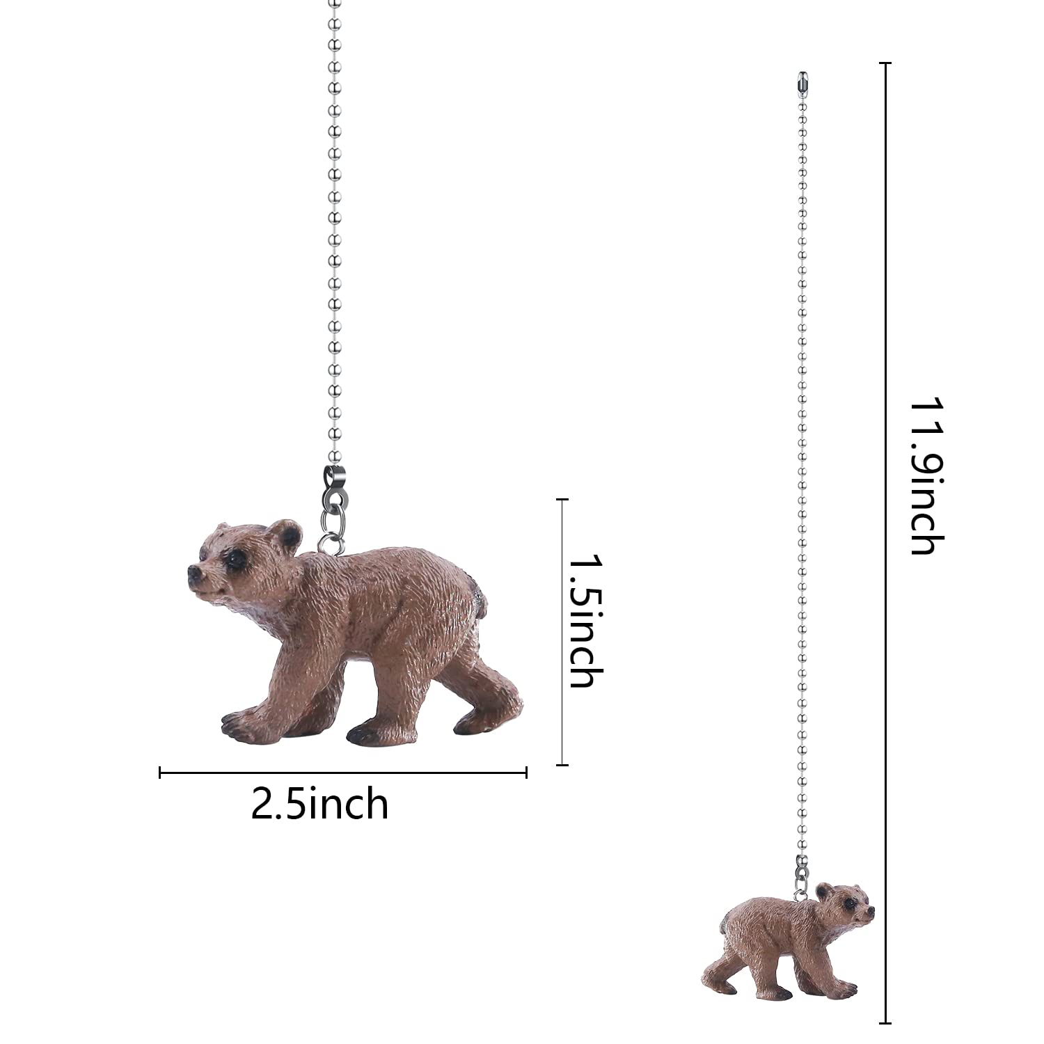 Dotlite Bear Ceiling Fan Pull Chain,12In Cute Bear Fan String Pulls Charm Extension Decorative,3Mm Diameter Beaded Fan Light Pul