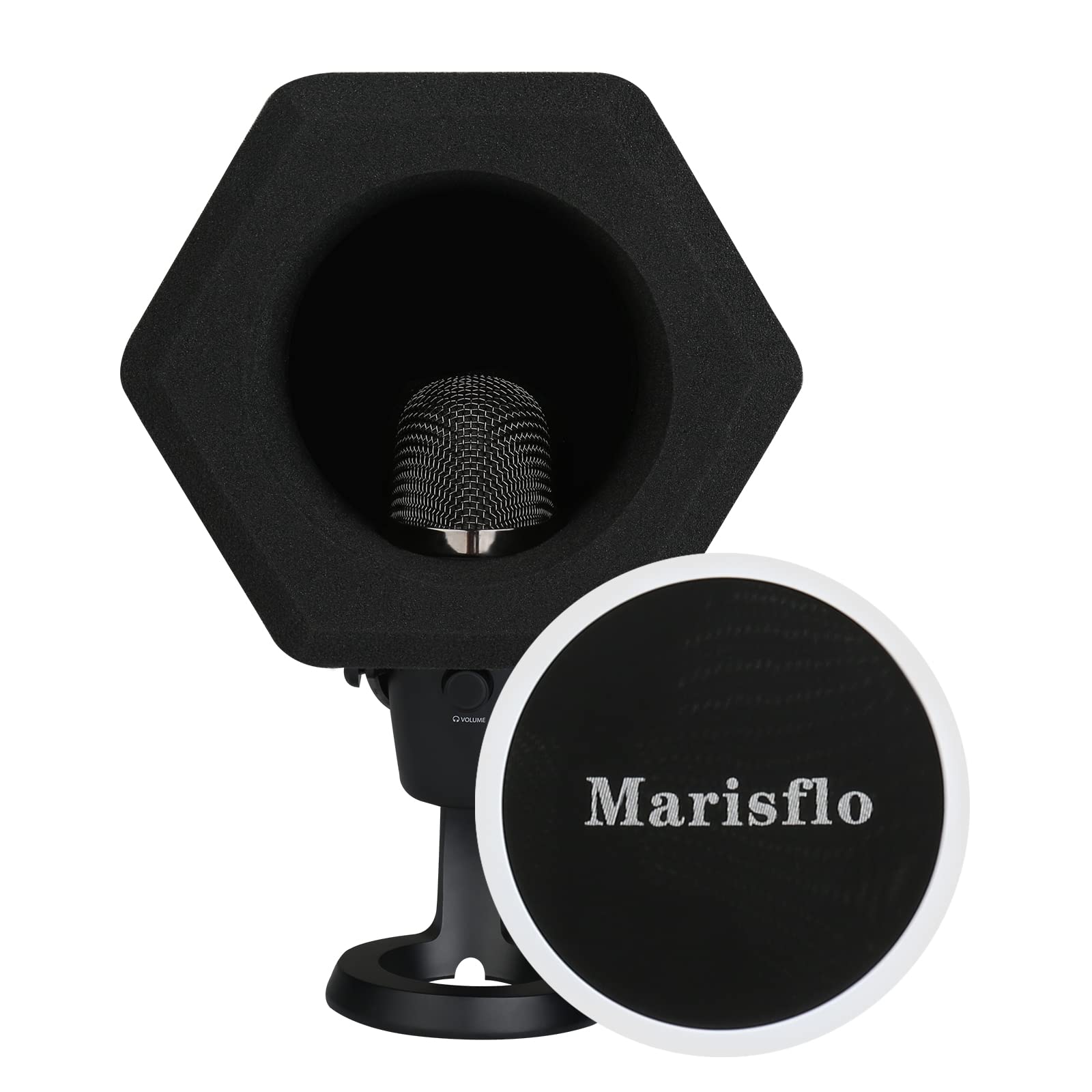 Professional Microphone Isolation Ball With 2 Layered Pop Filter, High Density Foam Great Noise Cancellation