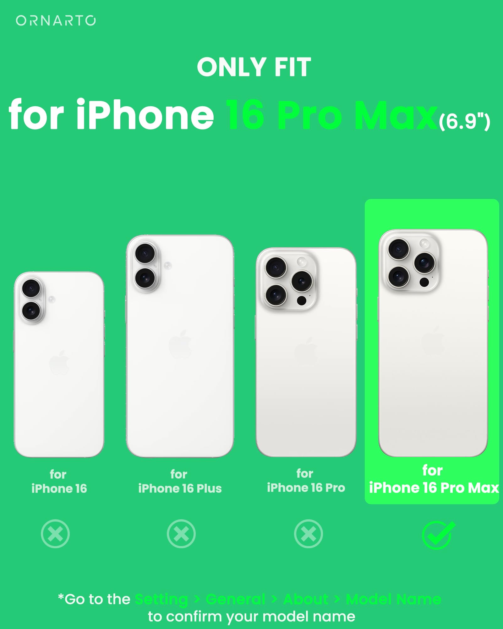 Ornarto Air Case For Iphone 16 Pro Max Clear, Compatible With Magsafe, Military Grade Drop Protection Cover With Built In Air Gr