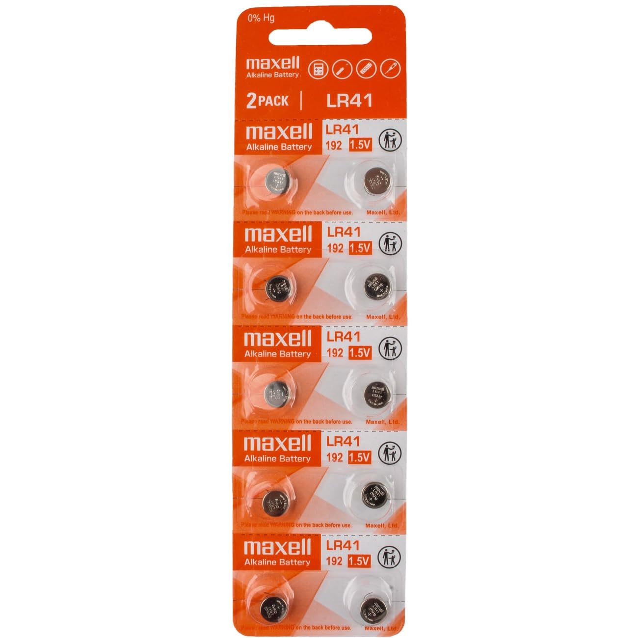 10 X Maxell Lr41 Ag3 192 Alkaline 1.5V Batteries