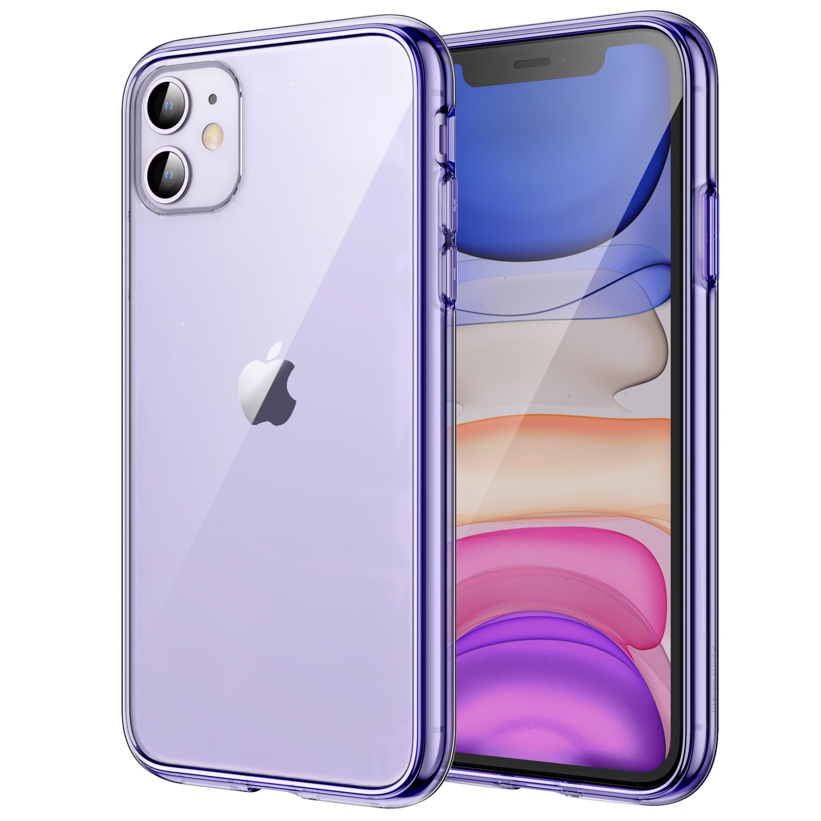 Jetech Case For Iphone 11 6.1 Inch, Non Yellowing Shockproof Phone Bumper Cover, Anti Scratch Clear Back (Deep Purple)