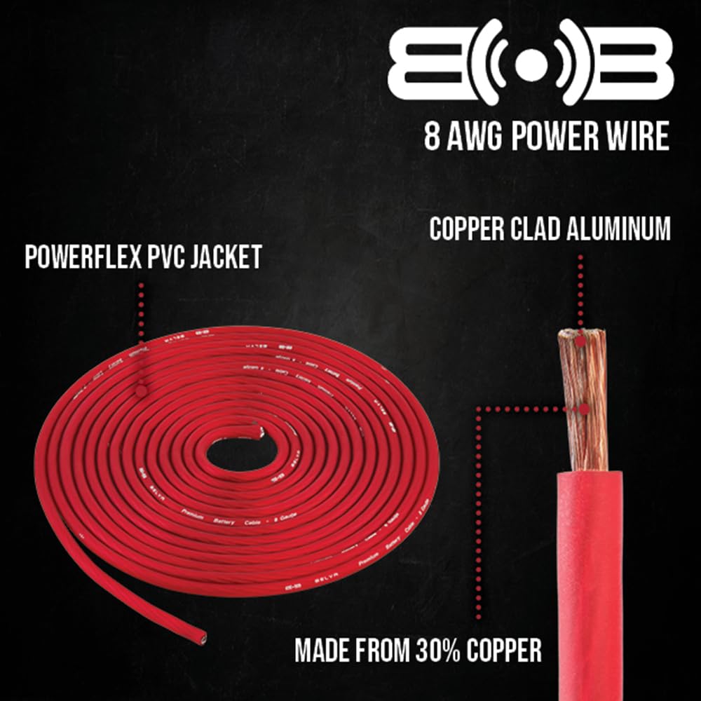 Belva True 8 Gauge Awg Premium Cca Complete Amplifier Wiring Kit With Ofc 4 Channel Rca Cable   Bak84 Red