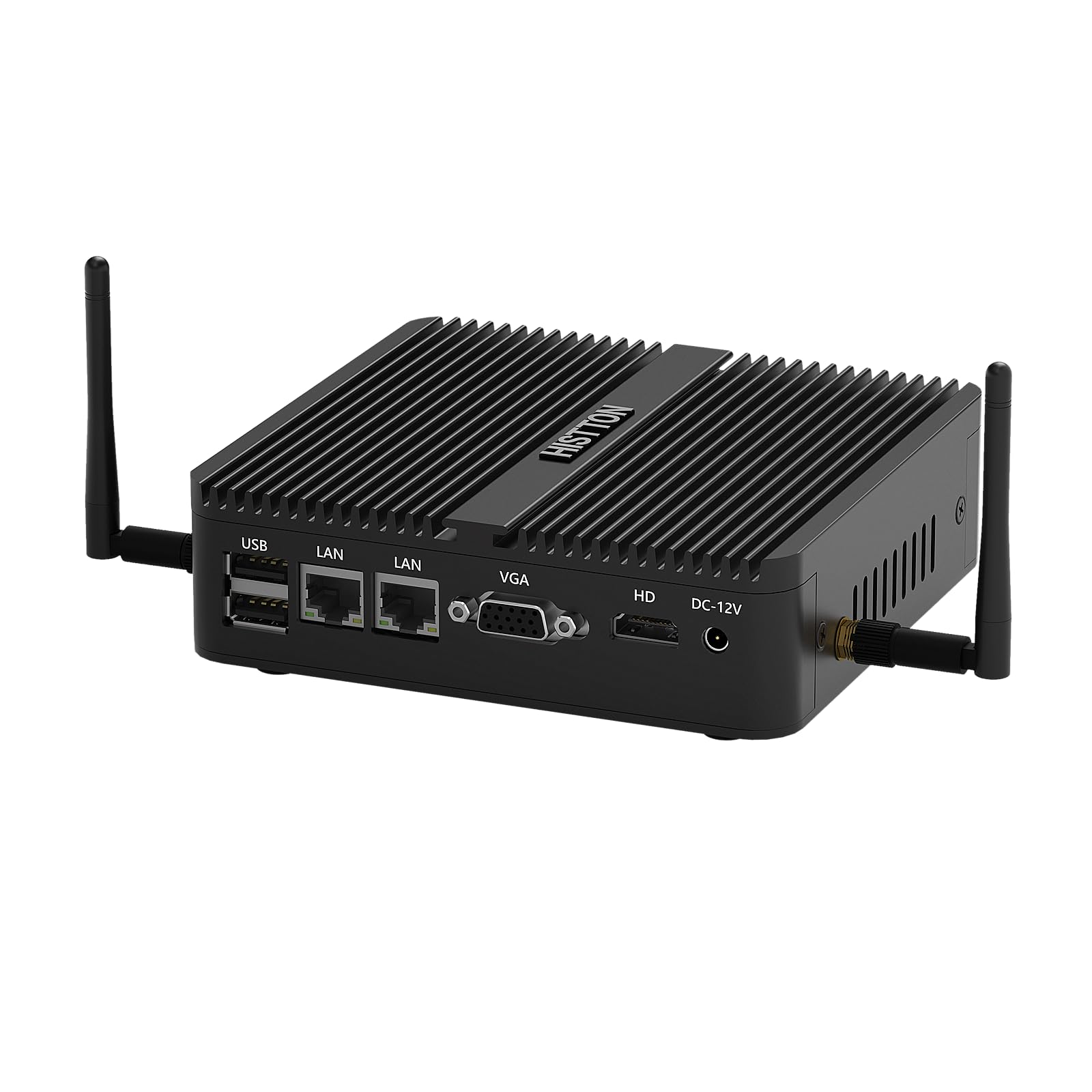HISTTON Fanless Mini PC, Industrial PC Celeron J4125, DDR4 8GB RAM 128GB SSD, Mini Computer 2 LAN, Wifi, BT4.0, Industrial Mini 