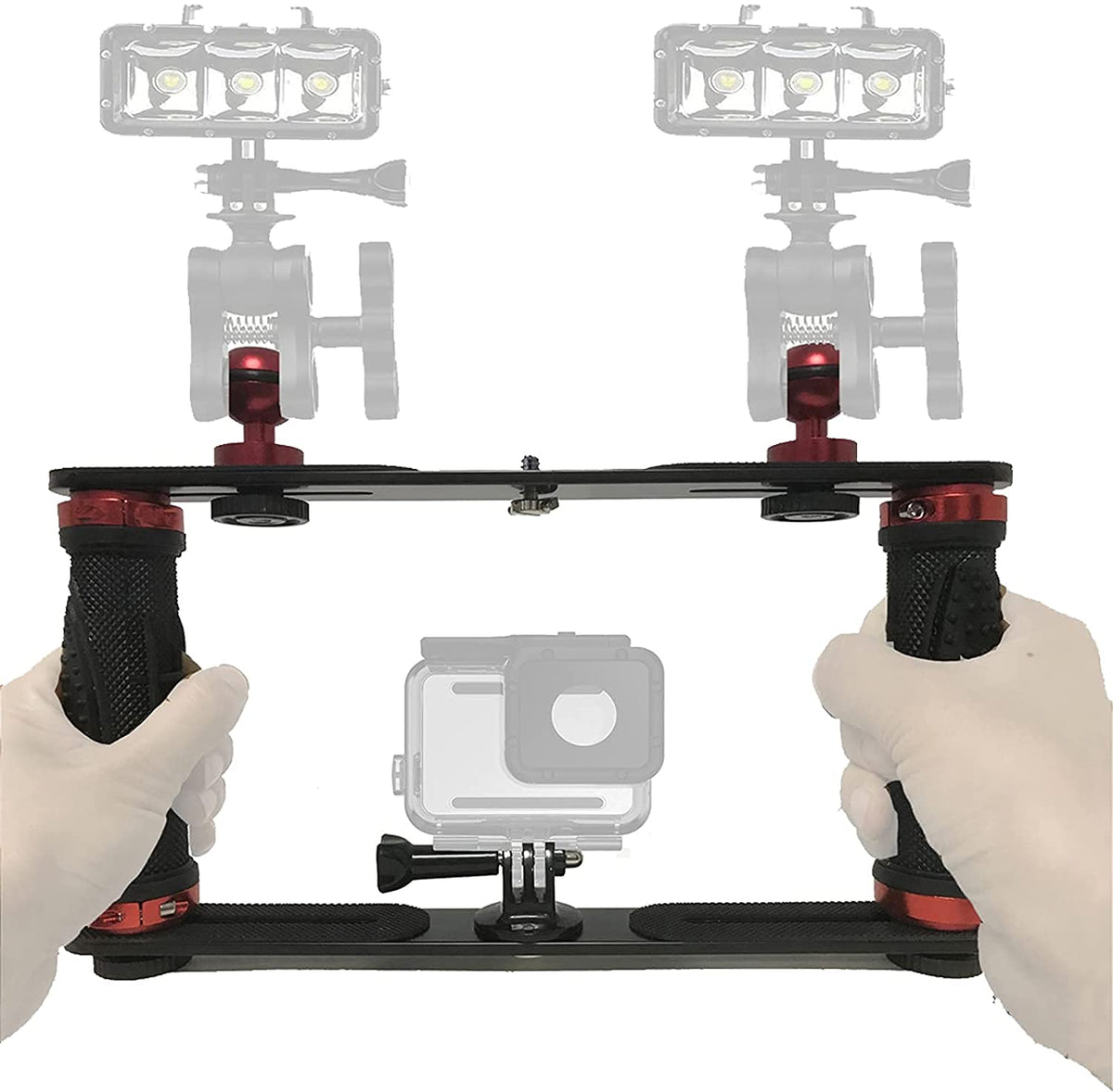 Aluminium Alloy Underwater Handheld Support Stabilizer Holder Video Light Dive Light Stand Tray With Two 1'' Ball Handle For Act