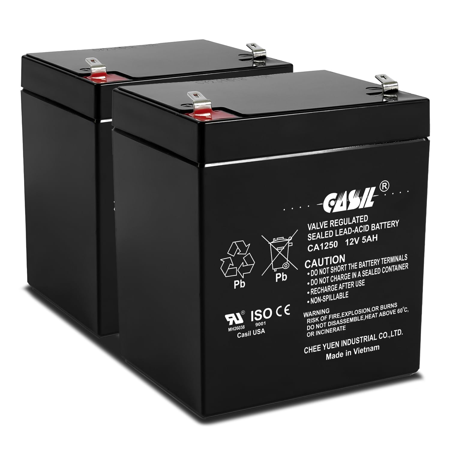 Casil 12V 5Ah Replacement Battery Compatible With Razor E125 E150 Electric Scooter Battery   2 Pack