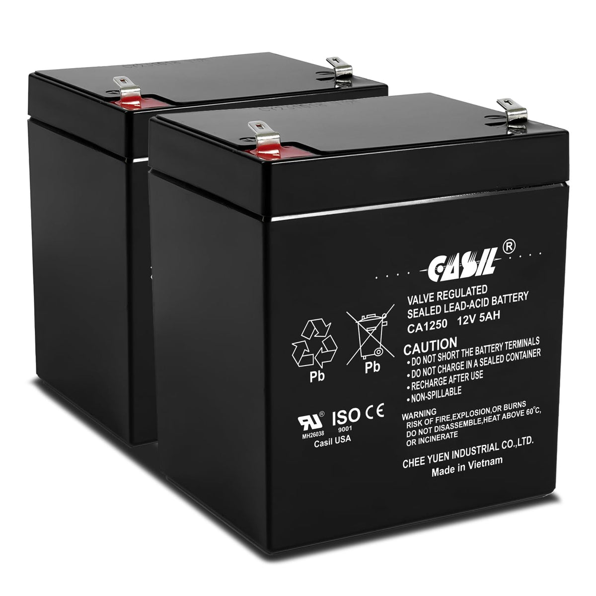 Casil 12V 5Ah Replacement Battery Compatible With Razor E125 E150 Electric Scooter Battery   2 Pack