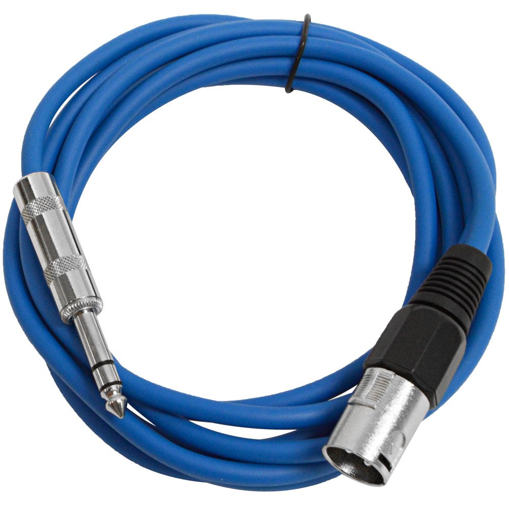 Seismic Audio - Satrxl-M10-6 Pack Of Blue 10' Xlr Male To 1/4'' Trs Patch Cables