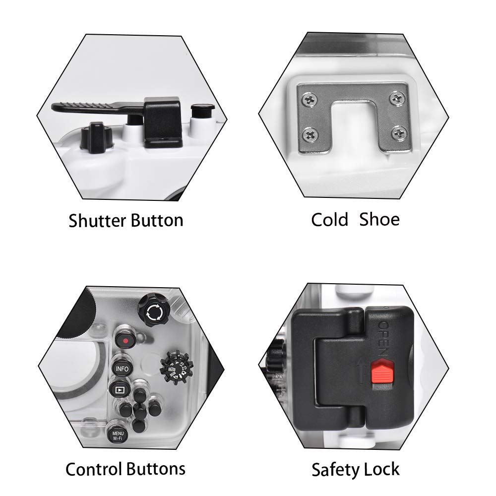 Seafrog Wpc Tg6 Waterproof Housing Case Underwater Diving 195Ft/60M Works For Olympus Tg 6 Cameras White(Housing + Red Filter)