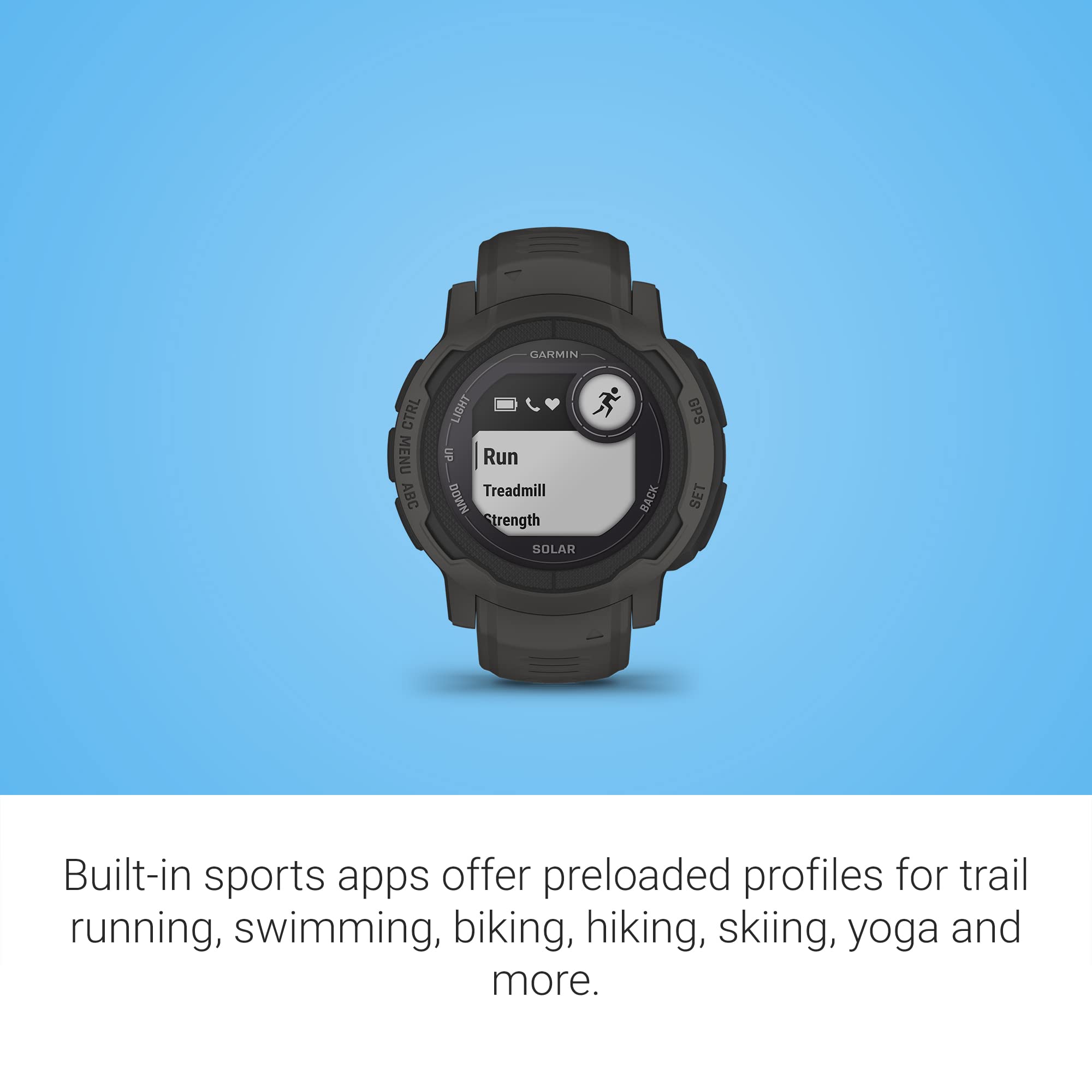 Garmin Instinct 2 Solar, Gps Outdoor Watch, Solar Charging Capabilities, Multi-Gnss Support, Tracbak Routing, Graphite