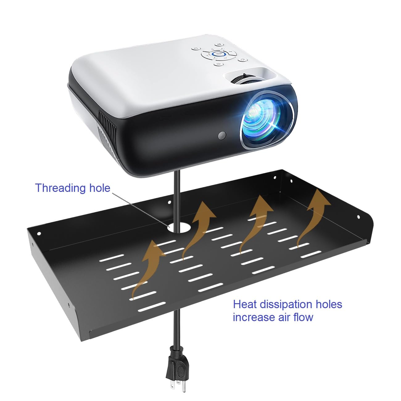 Jingchengmei Metal Floating Wall Mounted Shelf Bracket For Av, Tv Accessories, Wifi Router, Tv Box, Cable Boxes, Dvd Player, Games Consoles Or Other Small Projectors (16.6 Inches Width)