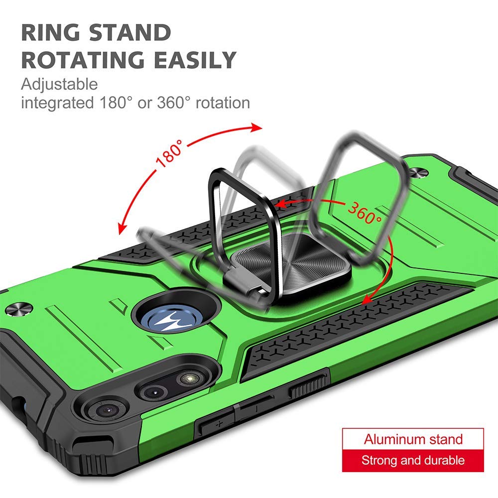 Hnhygete For Moto E Phone Case, Motorola E Case, With Hd Screen Protector, Shockproof Tough Rugged Hard Rubber Bumper With 360 R