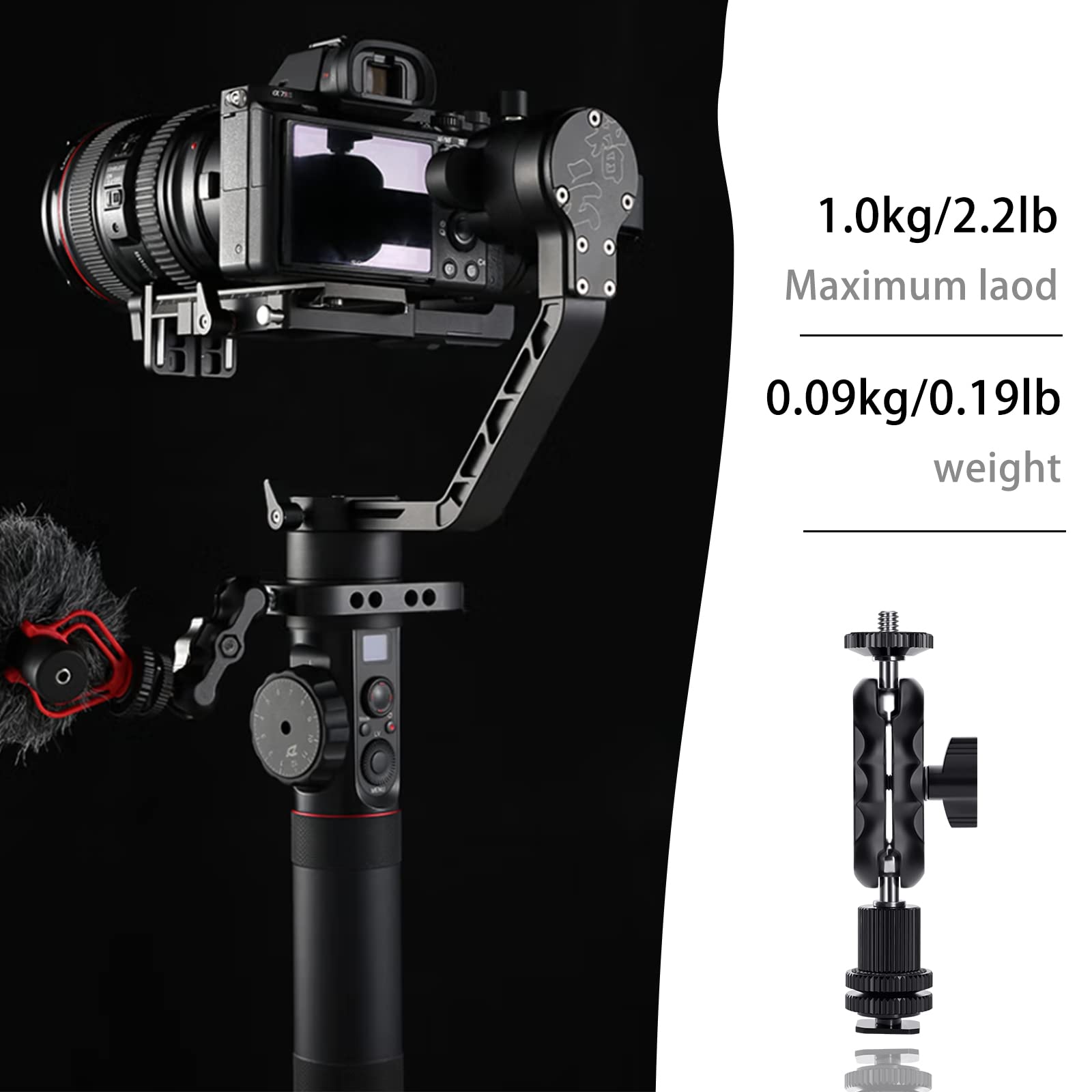 Lanxire Magic Arm Cool Ballhead Multi Function Double Ball Head Adapter For Dslr Cameras, Camcorders, Lcd Monitor, Flash, Led Li