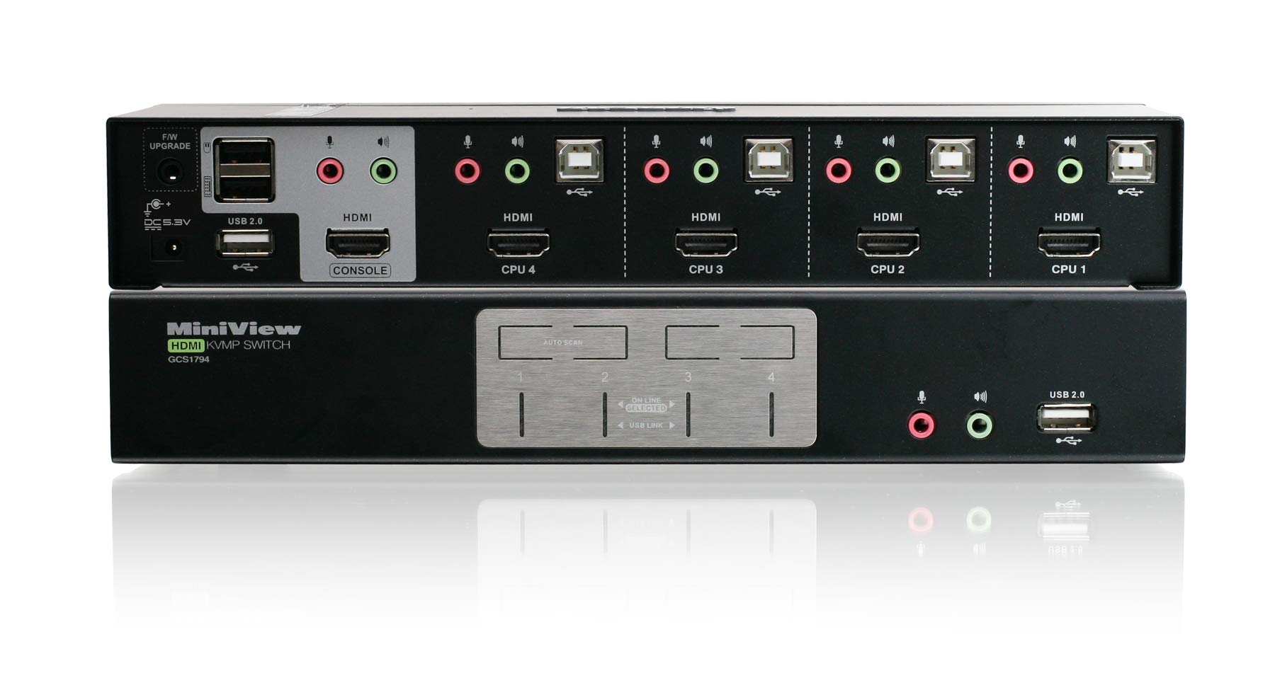 Iogear 4 Port Hdmi Multimedia Kvm Switch With Audio, Usb 2.0 Hub And Hdmi Kvm W/Full Set Of Cables, (Gcs1794 Taa Compliant)