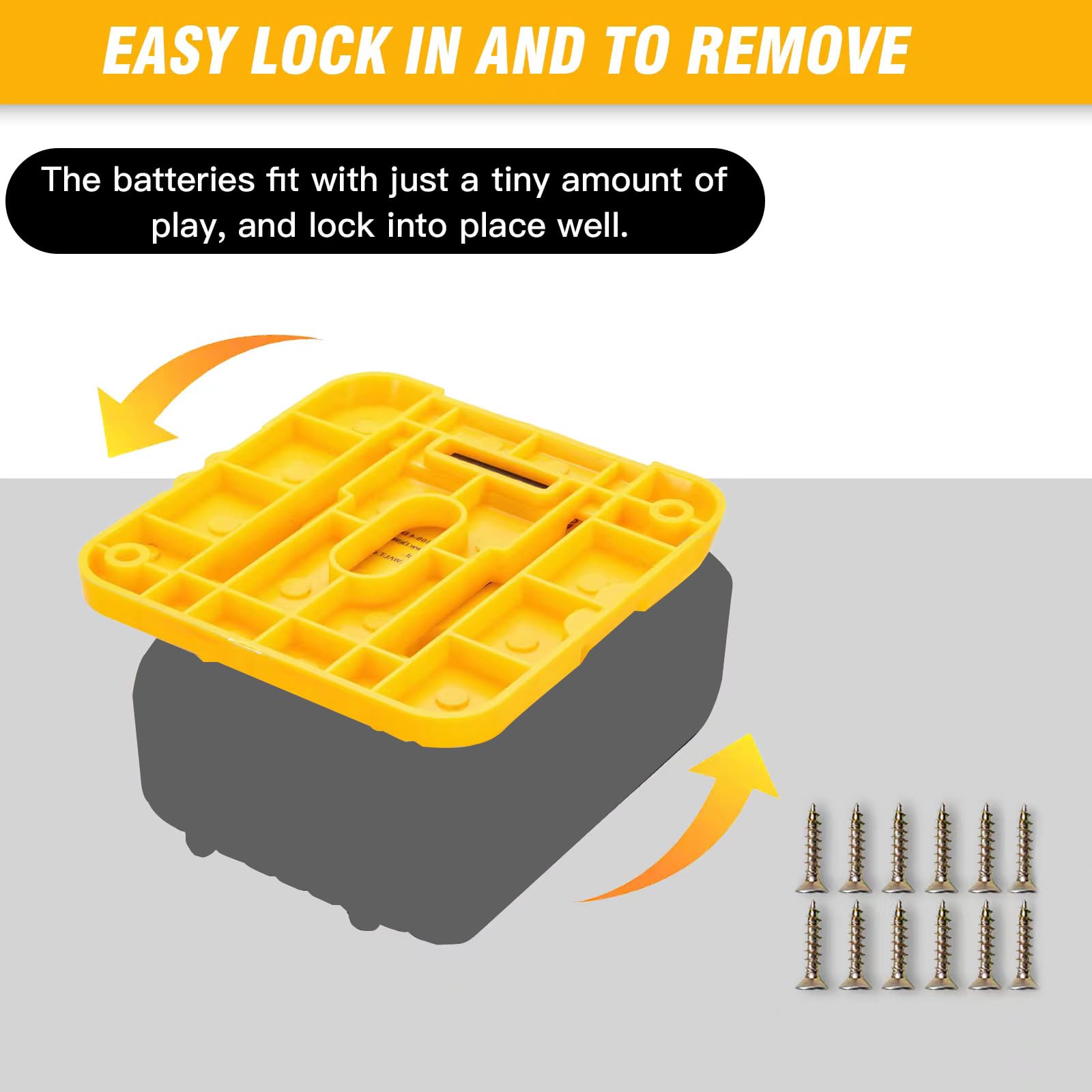 Crtbelfy 6 Pack Battery Mount Holder Compatible For Dewalt 20V 60V Battery Dock Holder Fit For Dcb200 Dcb203 Dcb205 Dcb206 Batte