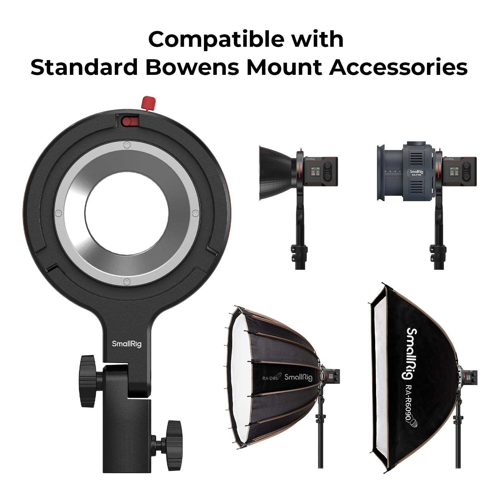 Smallrig Bowens Mount Adapter For Rc 60B - 4476, Supports 1.5Kg, Compatible With Standard Bowens Mount Accessories, 360 Horizont