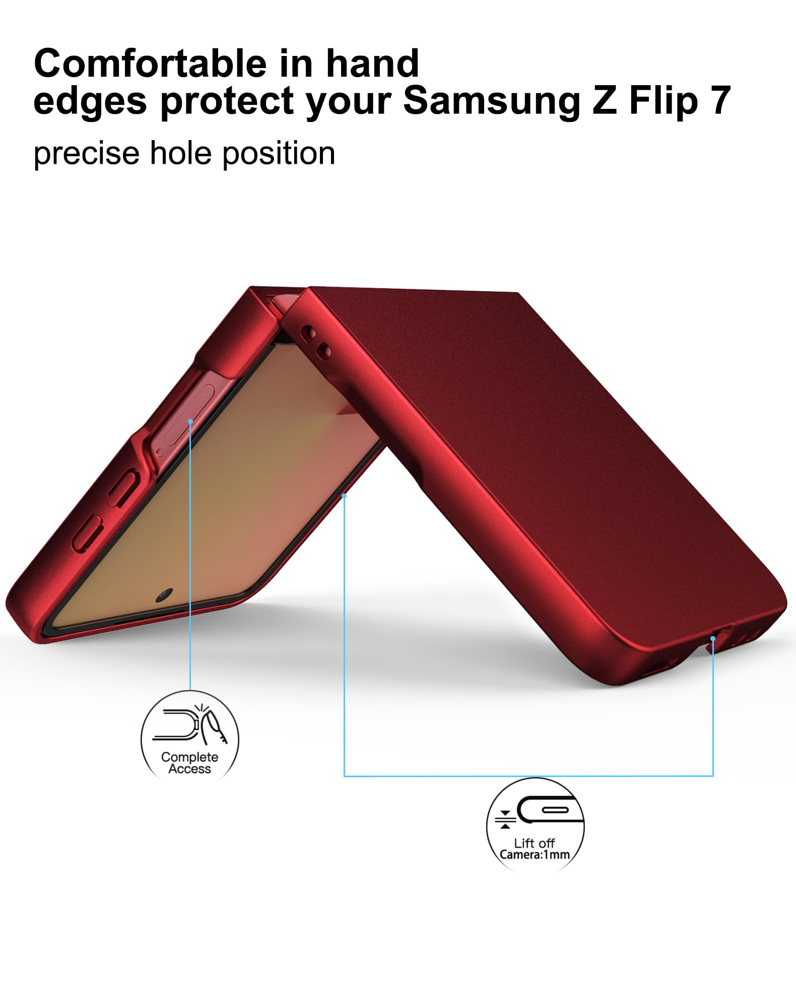 Foluu Slim Fit Case For Samsung Galaxy Z Flip 7, With Front Built-In Screen Protector, Ultra Thin Matte Pc Protective Cover For