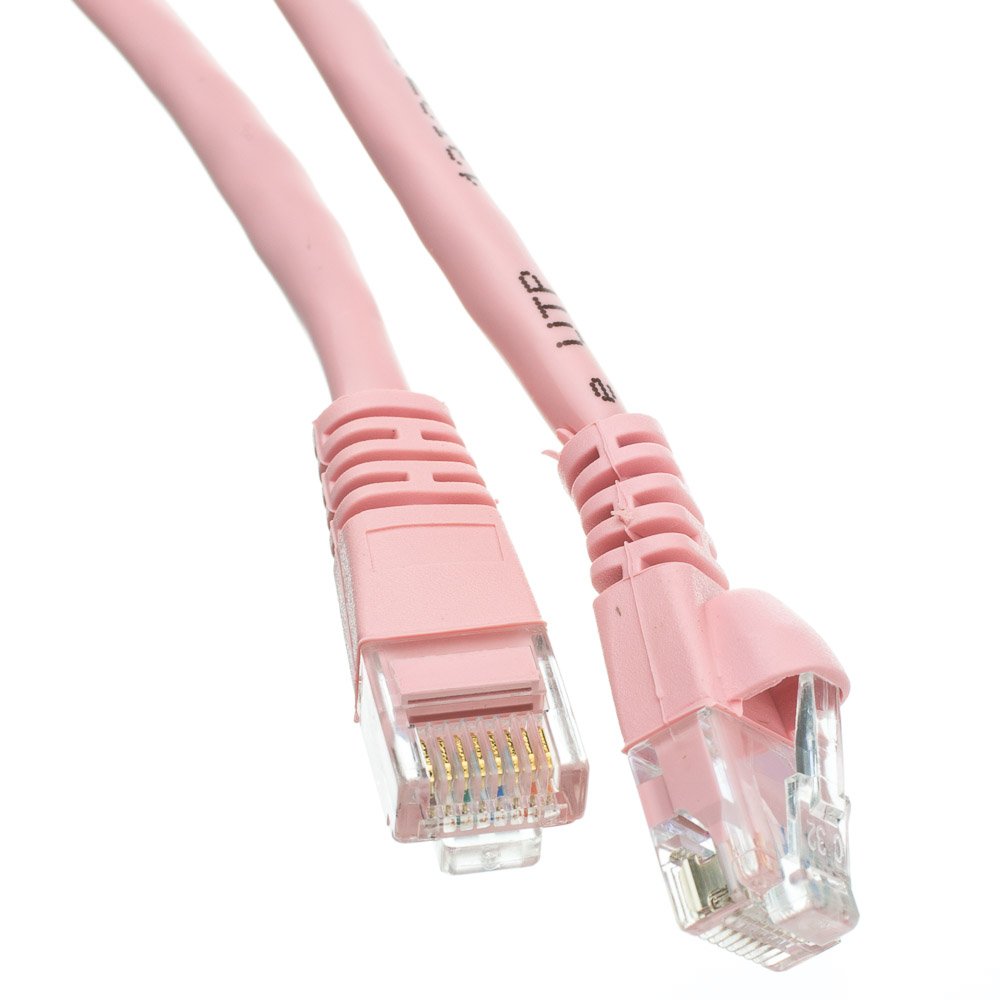 Cat5E Pink Ethernet Patch Cable, Snagless/Molded Boot, 7 Foot