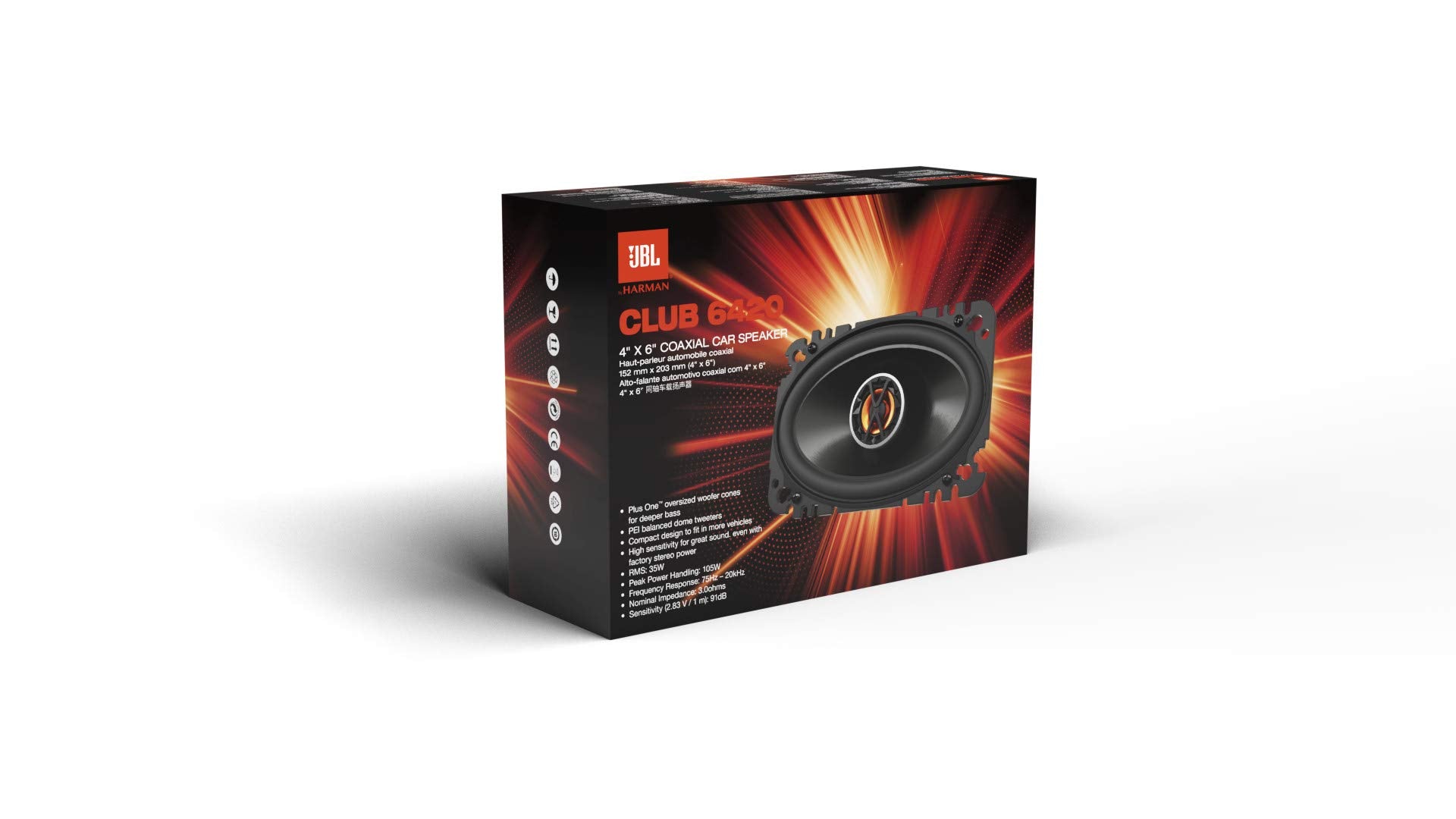 Jbl Club 6420 4X6 70W Rms Club Series 2-Way Coaxial Car Speakers