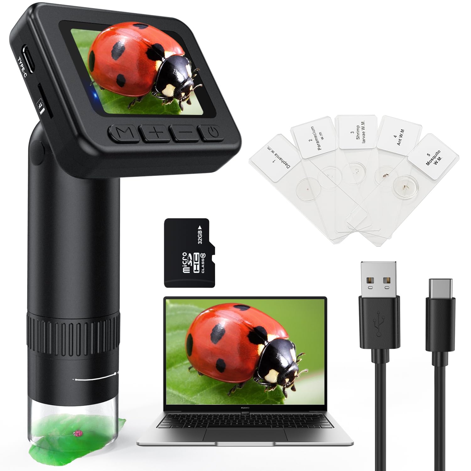 Imichi Microscope For Kids 50X 1000X Magnification  2 Inch Ips Hd Screen, 2 31Mp Photos, 1080P Video, 2 Hour Battery Life, Easy