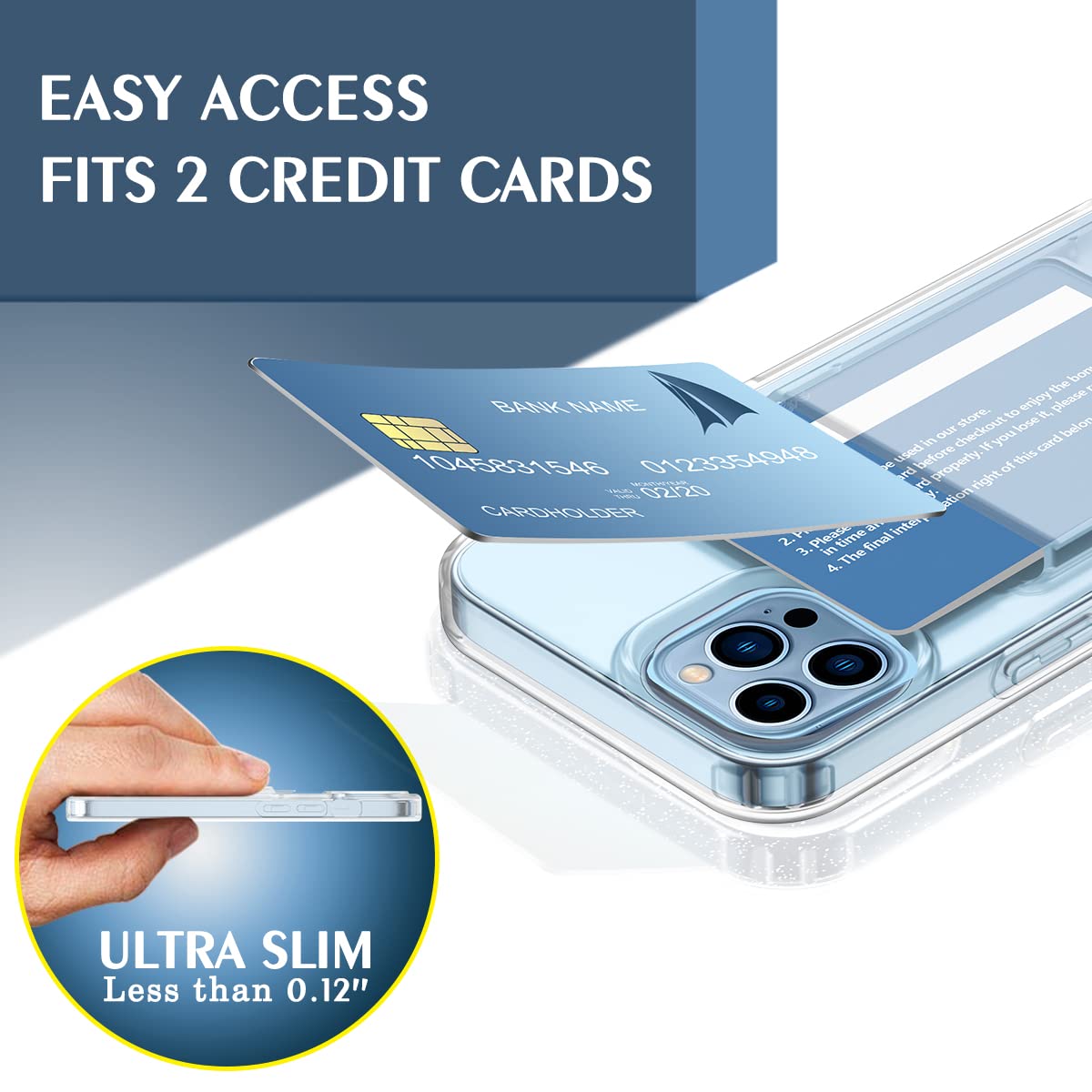 Petocase For Iphone 13 Pro Max Wallet Case 6.7In,Card Holder Slot Ultra Bling Slim Clear Flexible Tpu Gel Rubber Soft Silicone P