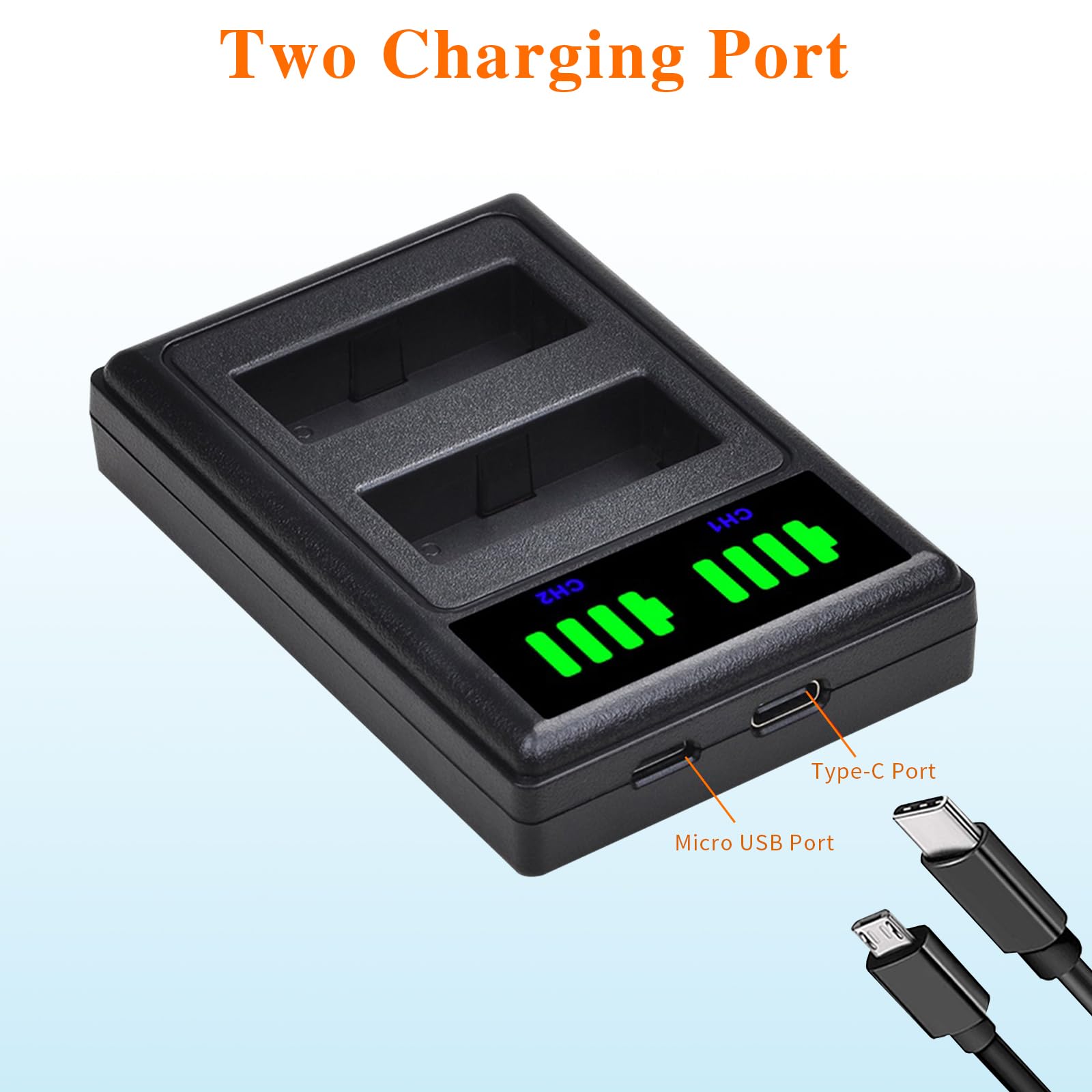 Pickle Power Lp E10 Battery And Led Usb Dual Charger For Canon Eos Rebel T7 T6 T5 T3 T100, Eos 2000D, 3000D, 4000D, 1200D 1100D