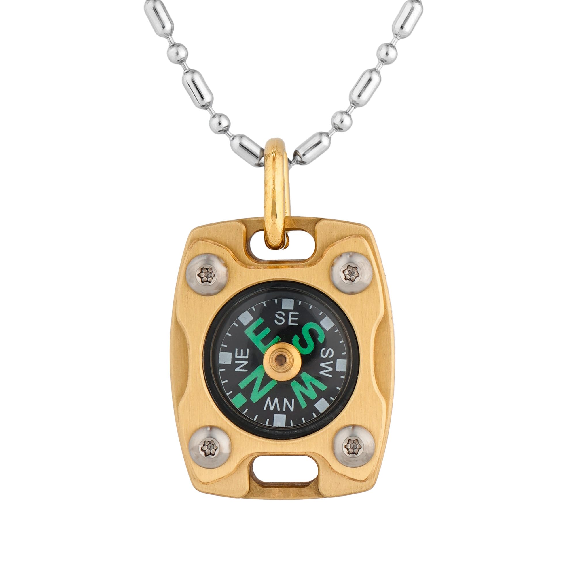 MecArmy CMP2 Brass Mini Compass, Pocket Compass Hiking Survival, Small IPX5 Waterproof, Glow-in-The-Dark, Compact, Necklace Pend