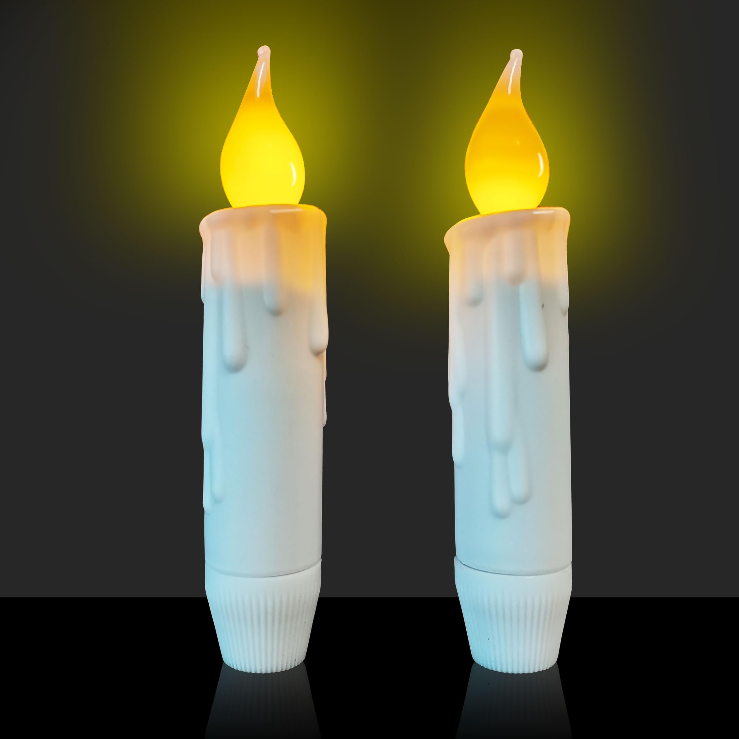 Flameless Short Taper Candles Battery Operated With Timer,White Battery Operated Taper Candles Flickering Flameless,6 Pcs Led Ca