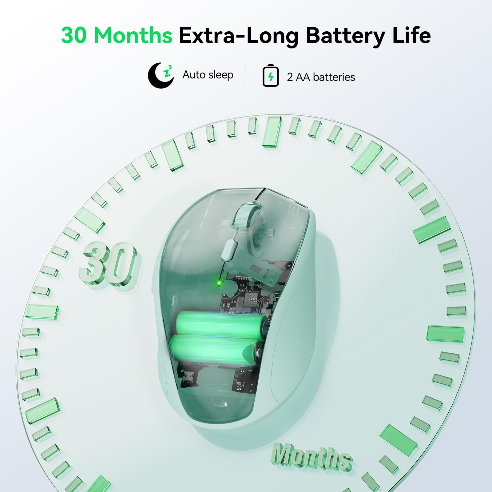 Tecknet Wireless Mouse, 2.4G Usb Computer Mouse With 6 Level Adjustable 4800 Dpi, 30 Months Battery, Ergonomic Grips, 6 Buttons Portable For Pc, Chromebook, Mac   Green