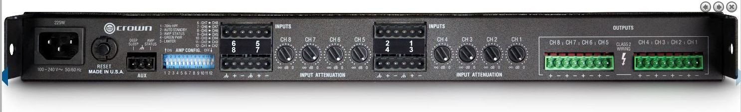 Crown 8 Chan 125W 4 8 Pwramp